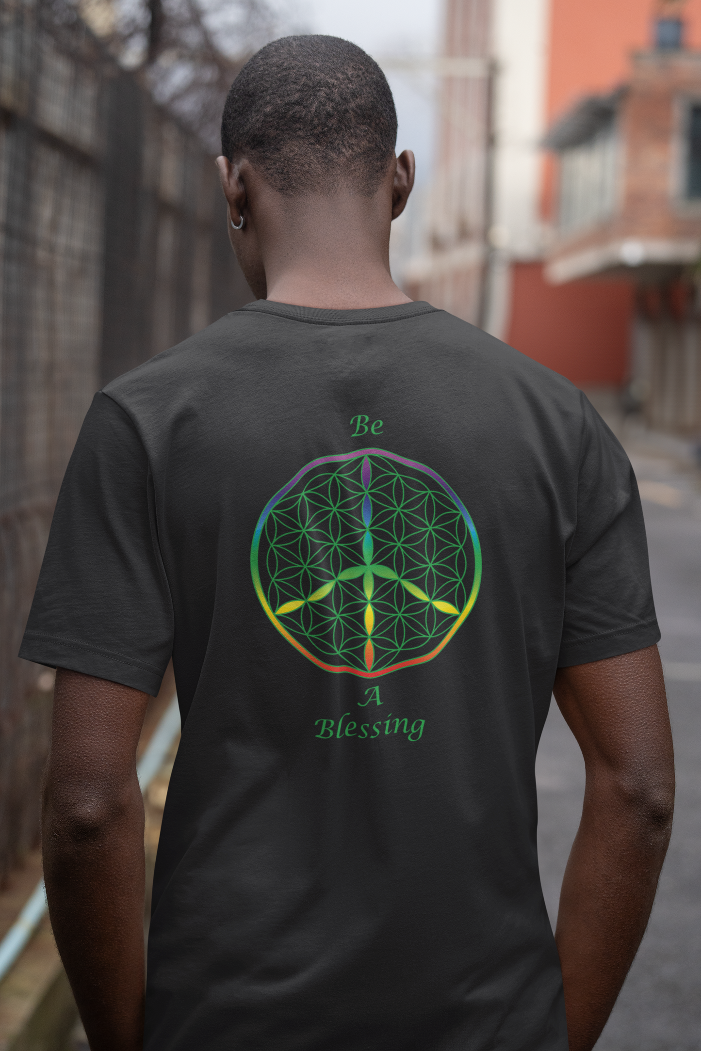 Be A Blessing Tee (back, green text)