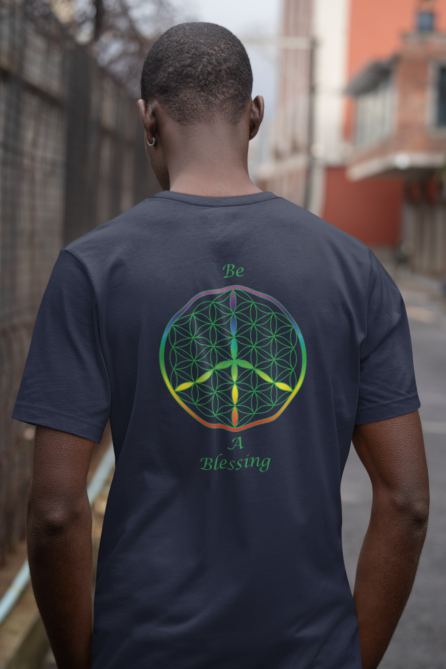 Be A Blessing Tee (back, green text)