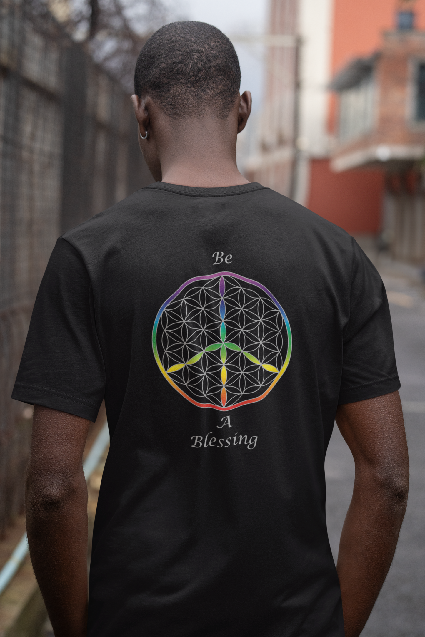 Be A Blessing Tee (back, silver text)