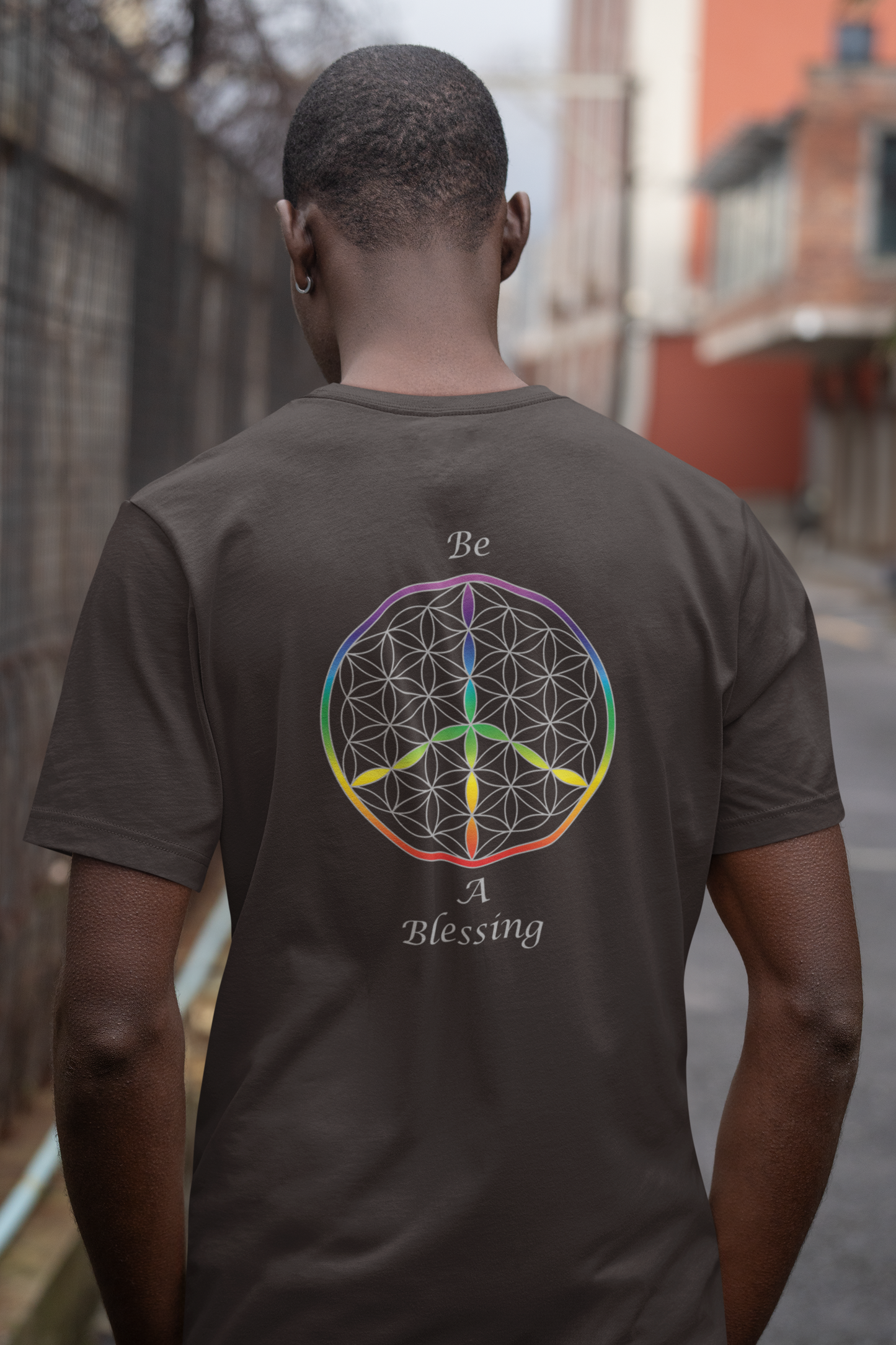 Be A Blessing Tee (back, silver text)