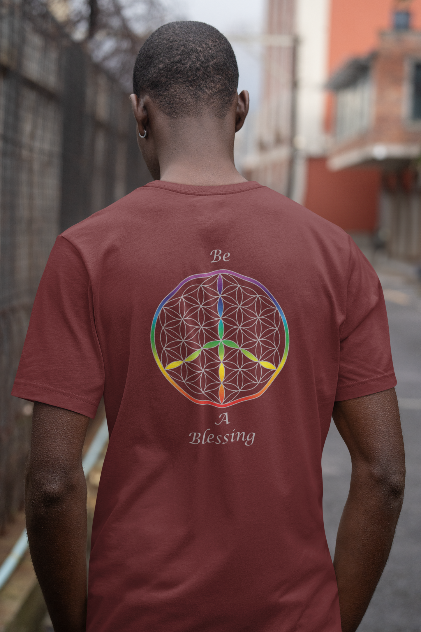 Be A Blessing Tee (back, silver text)