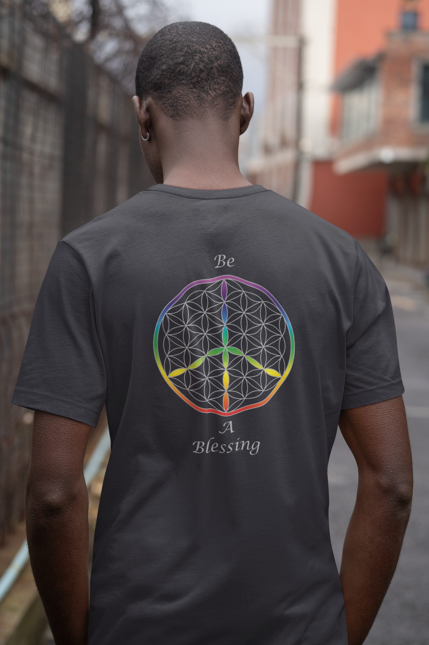 Be A Blessing Tee (back, silver text)