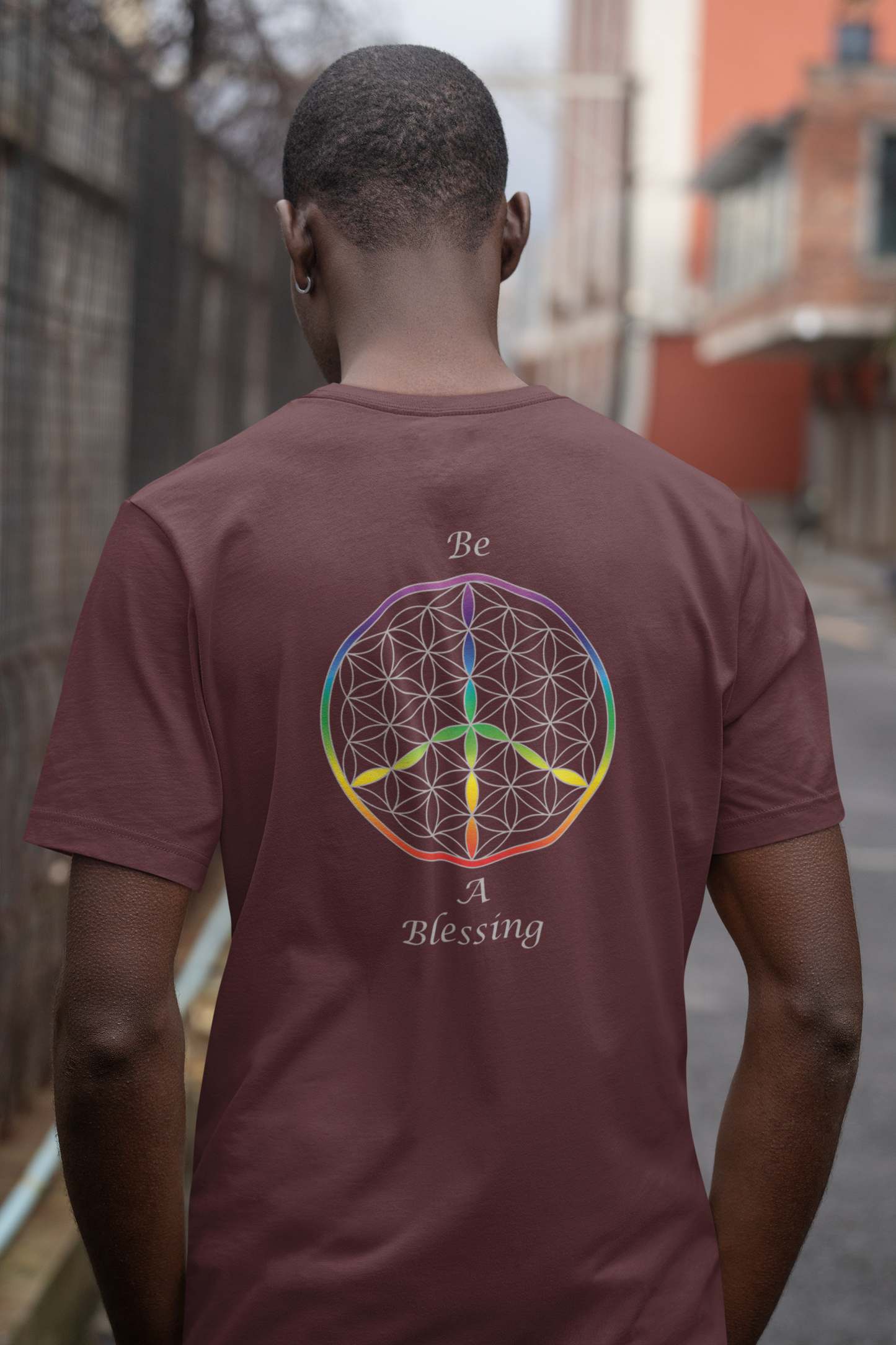 Be A Blessing Tee (back, silver text)