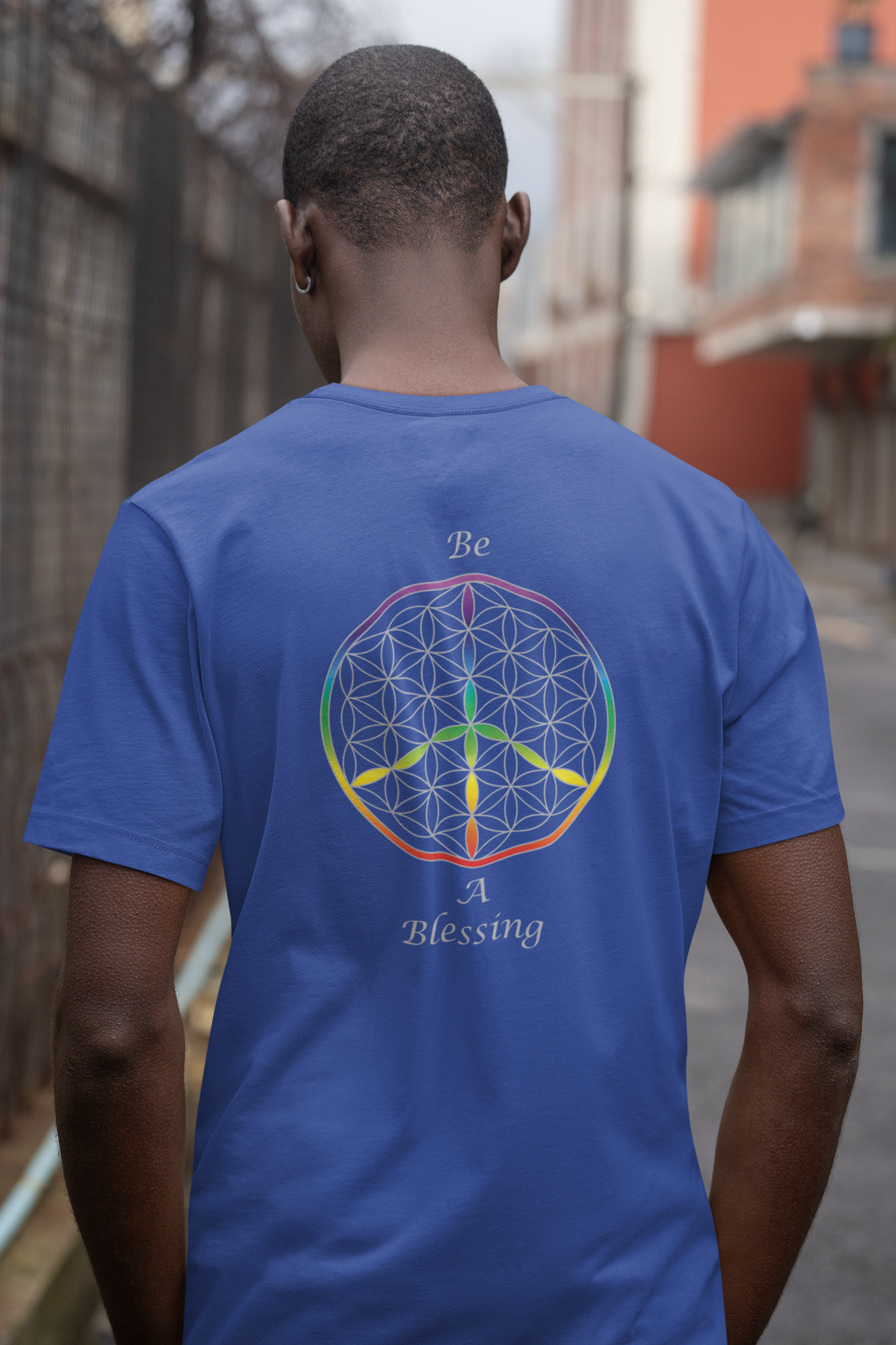 Be A Blessing Tee (back, silver text)