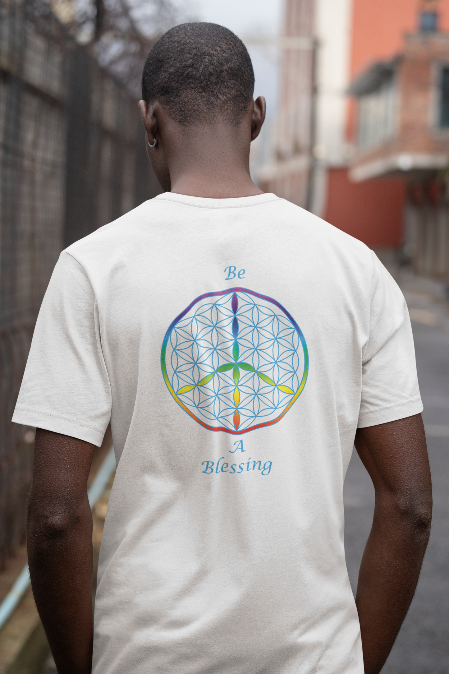 Be A Blessing Tee (back, sky blue text)