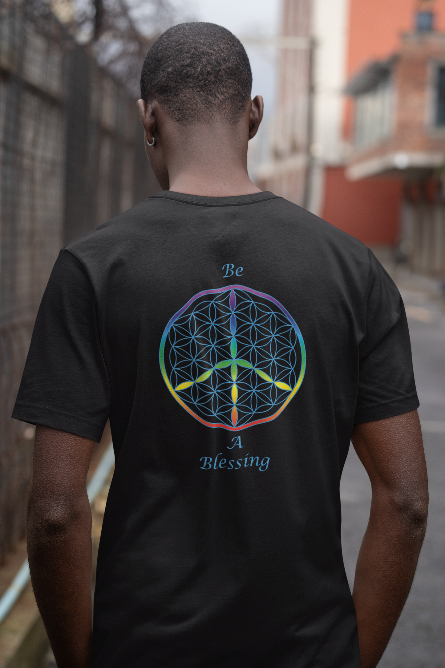 Be A Blessing Tee (back, sky blue text)