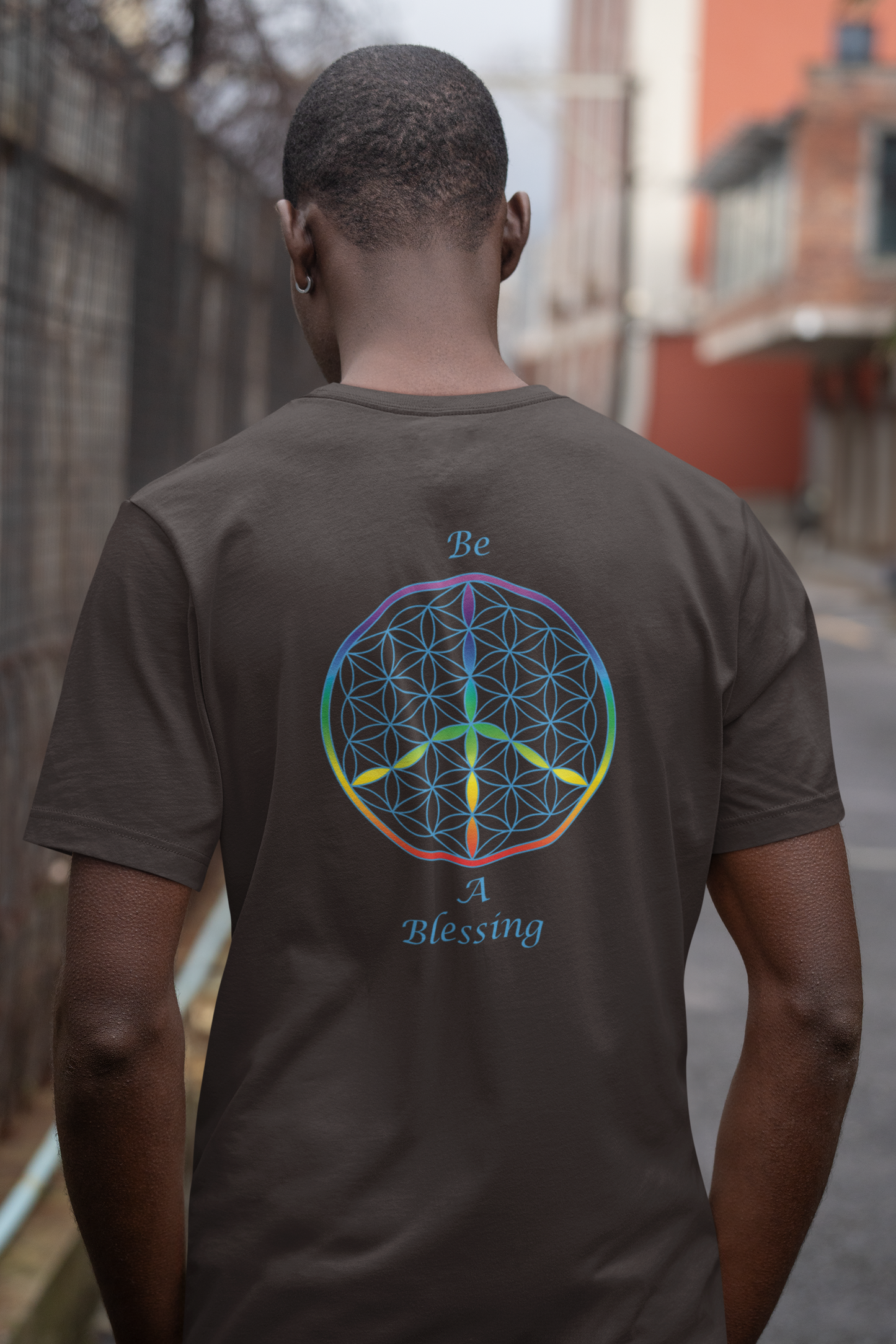 Be A Blessing Tee (back, sky blue text)