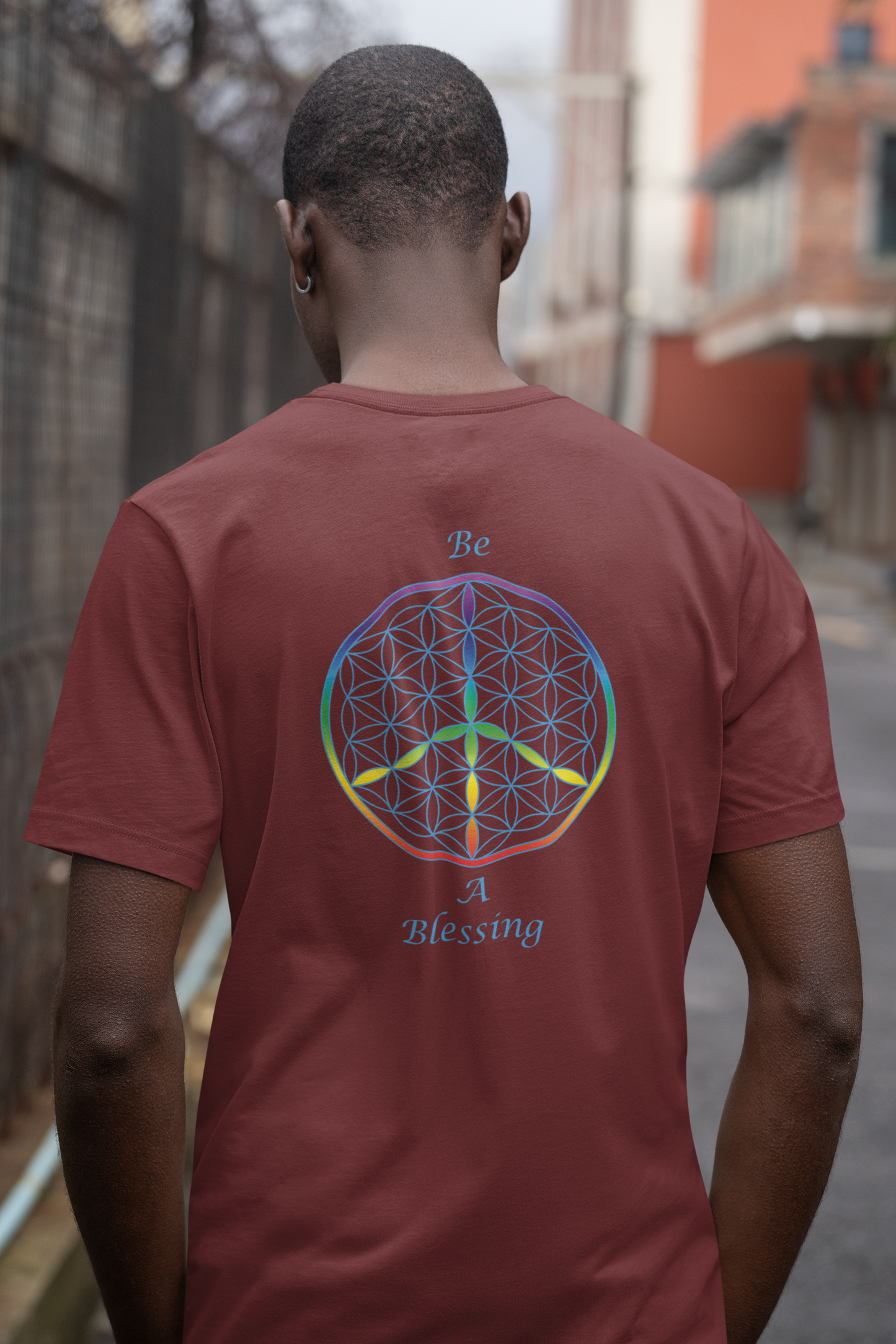Be A Blessing Tee (back, sky blue text)