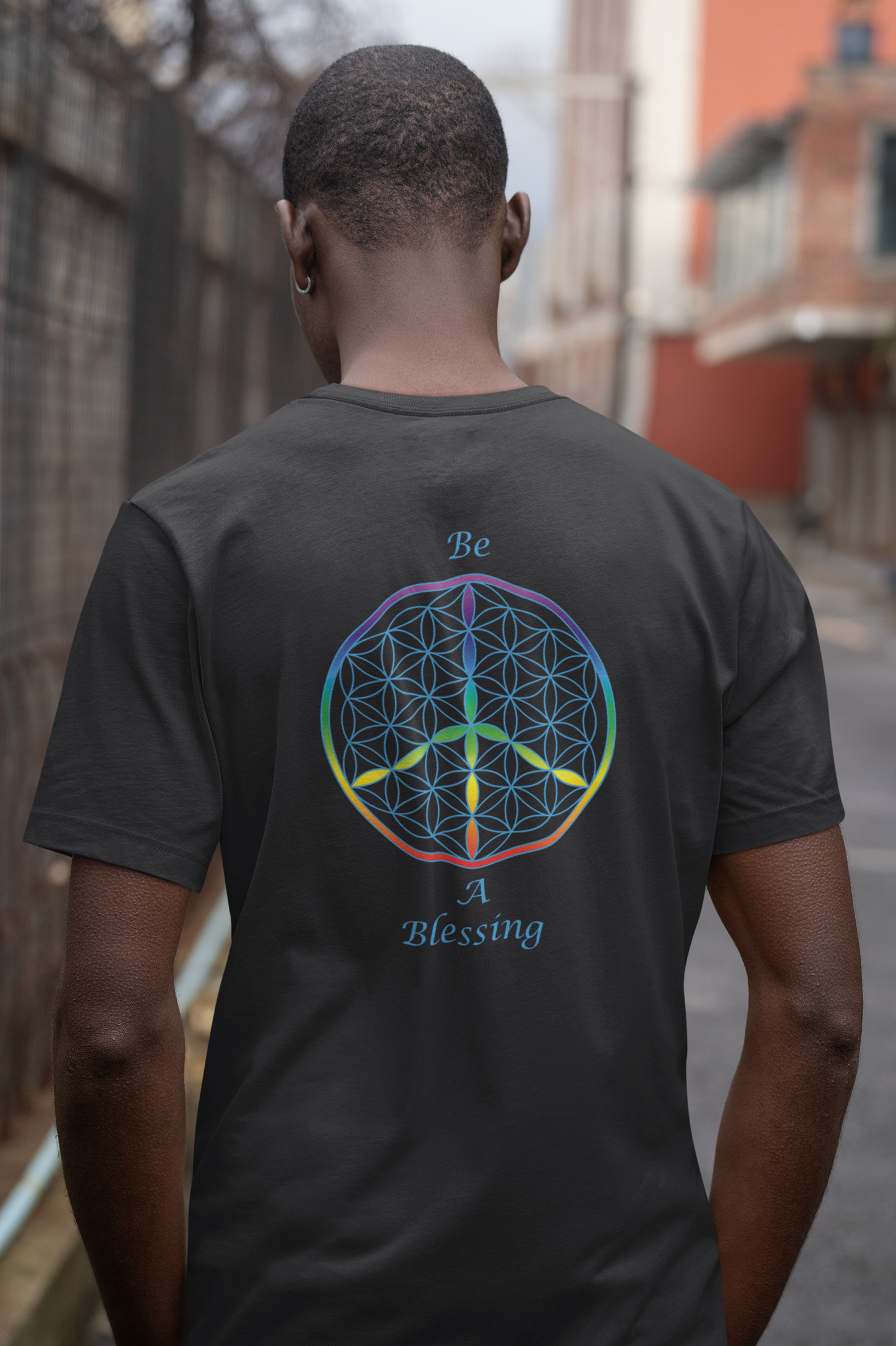Be A Blessing Tee (back, sky blue text)