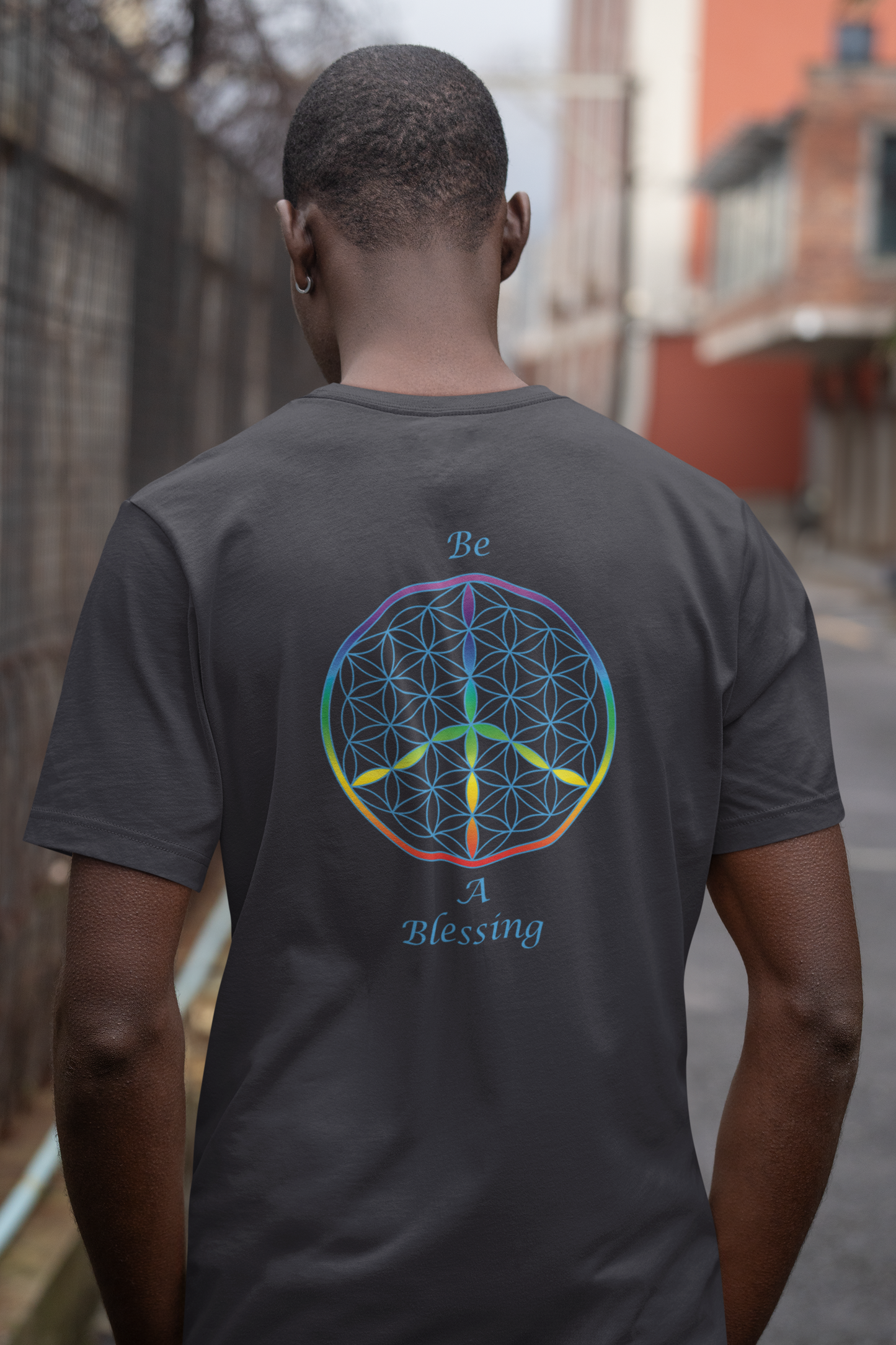 Be A Blessing Tee (back, sky blue text)
