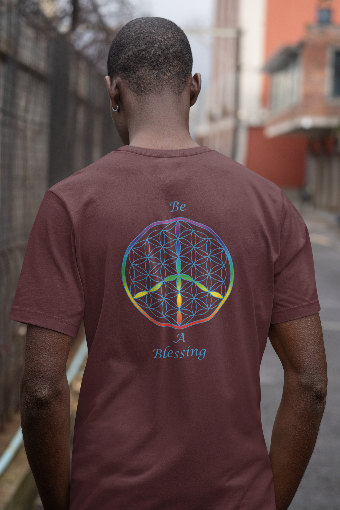 Be A Blessing Tee (back, sky blue text)