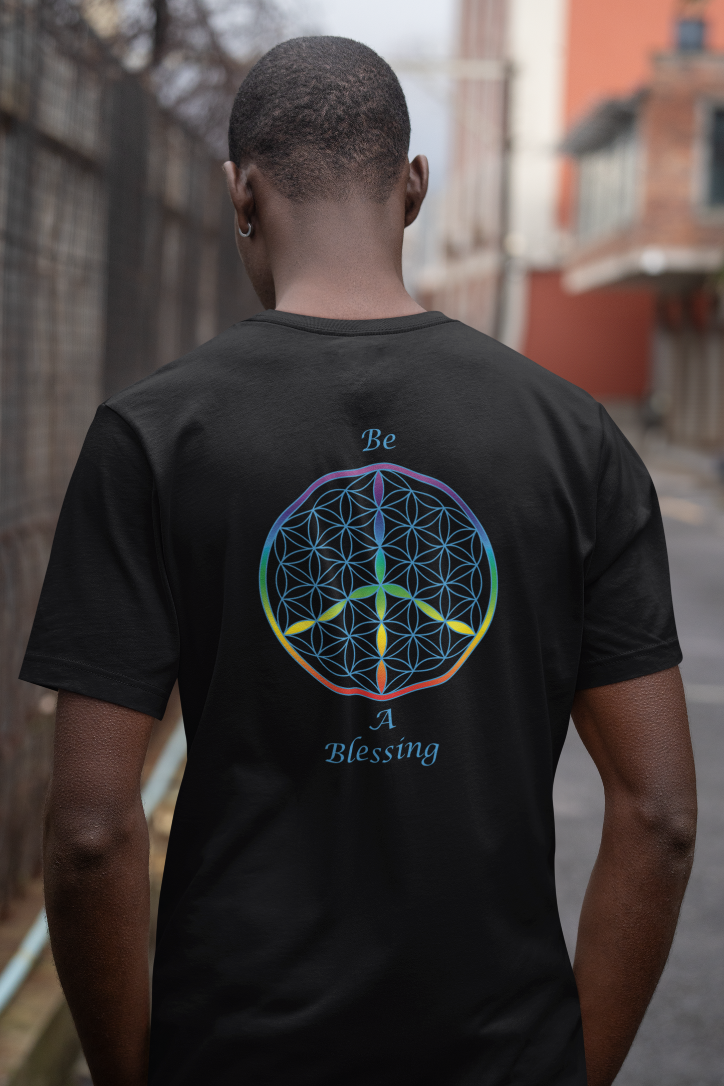 Be A Blessing Tee (back, sky blue text)