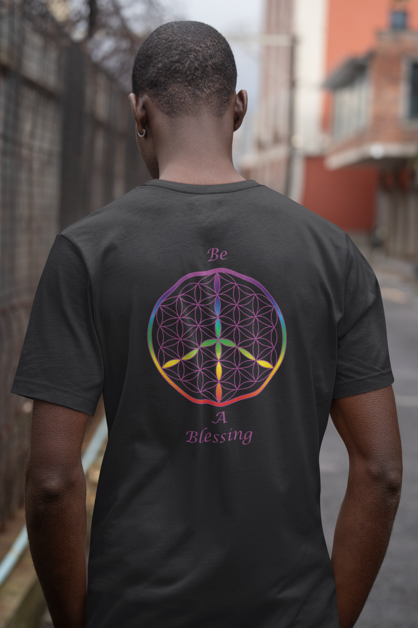 Be A Blessing Tee (back, violet text)