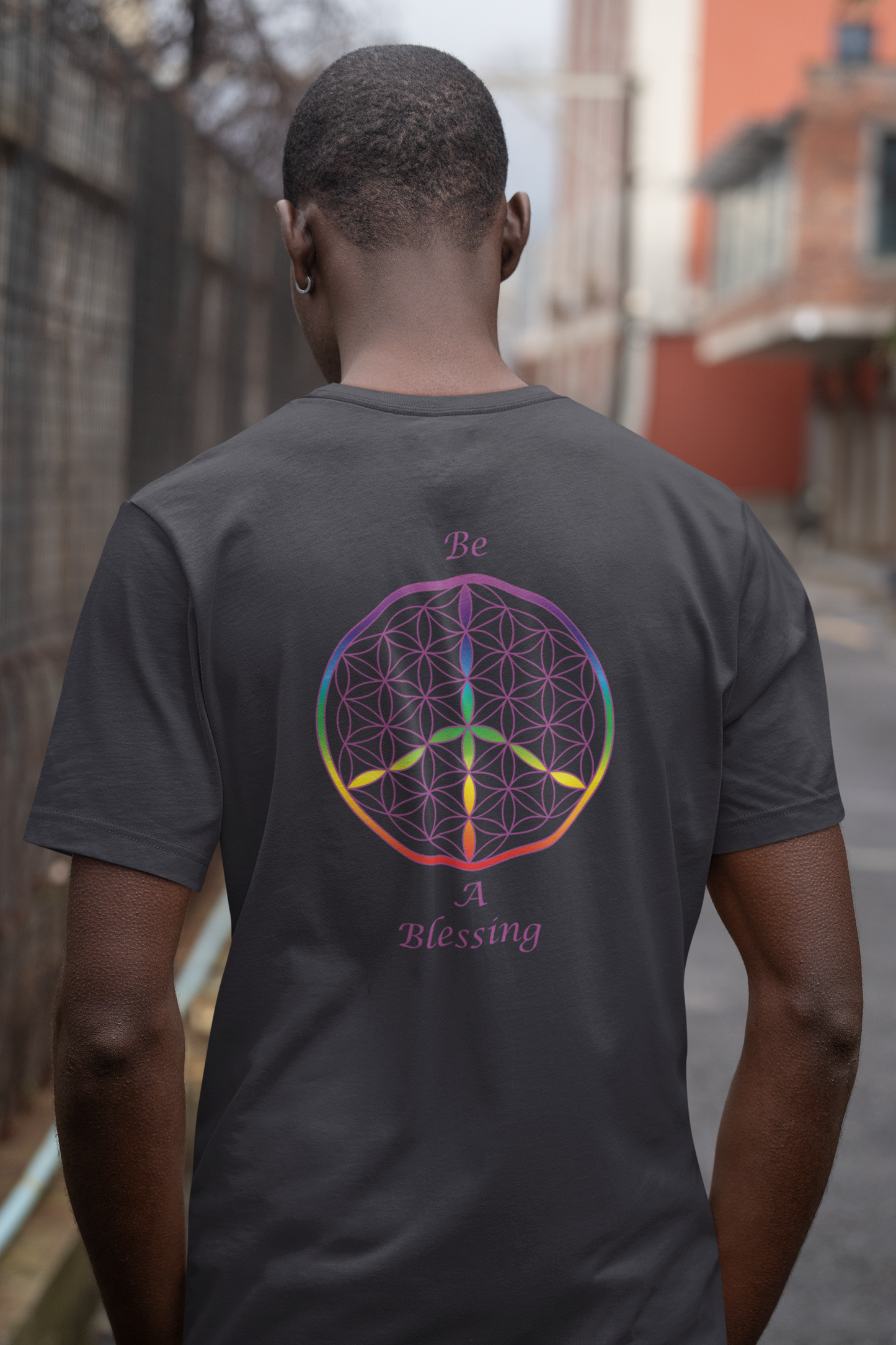 Be A Blessing Tee (back, violet text)