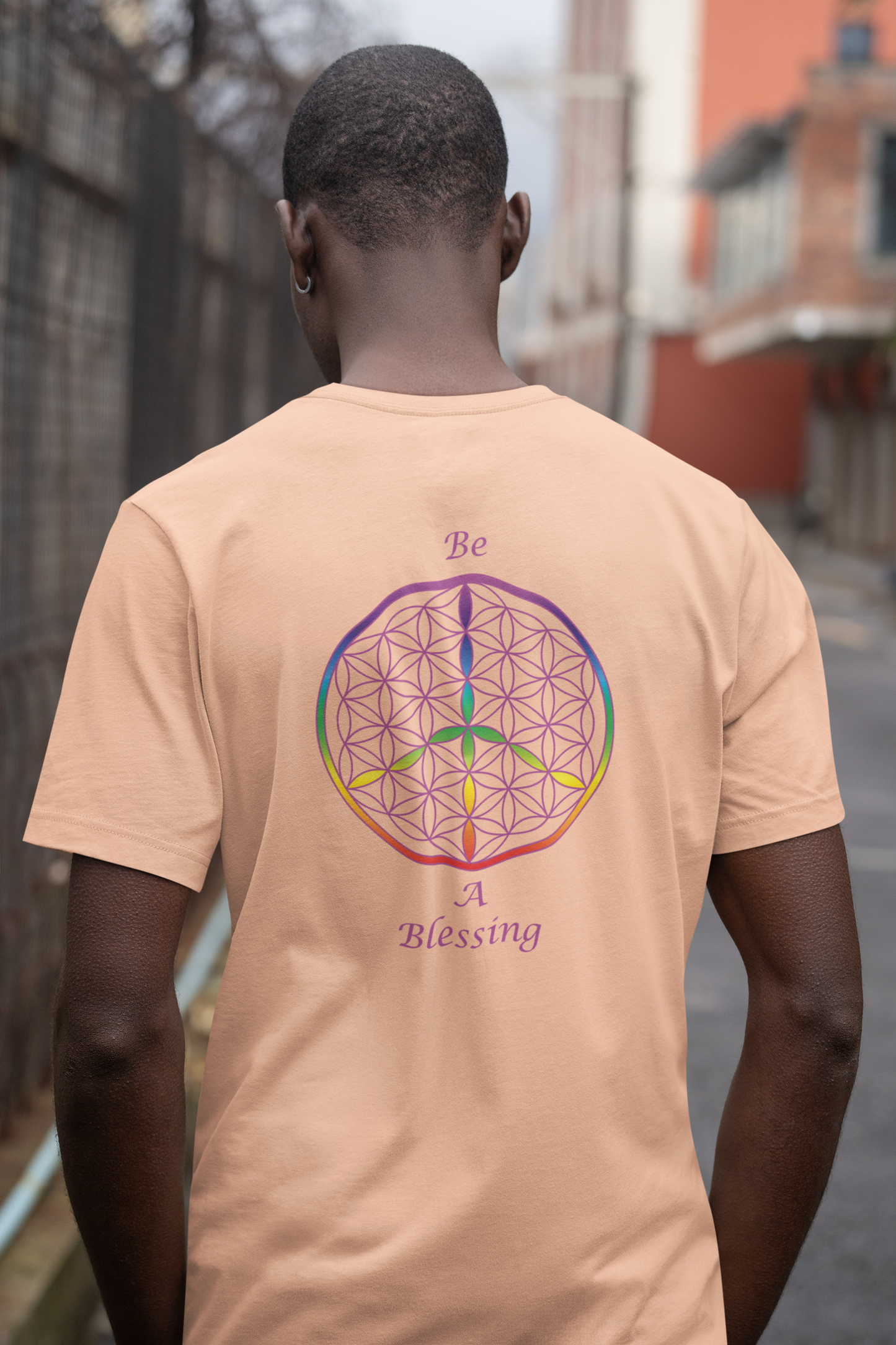 Be A Blessing Tee (back, violet text)