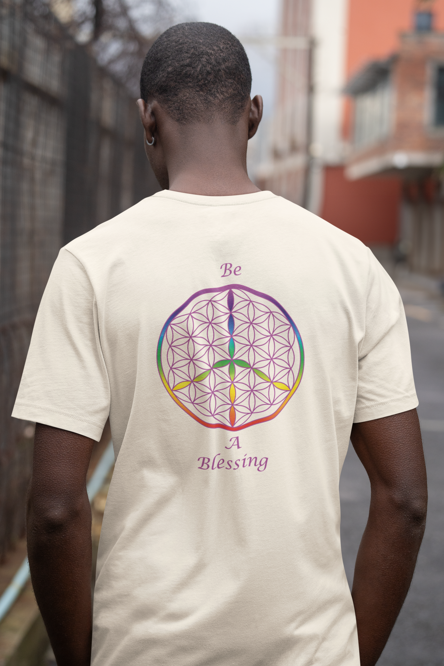 Be A Blessing Tee (back, violet text)