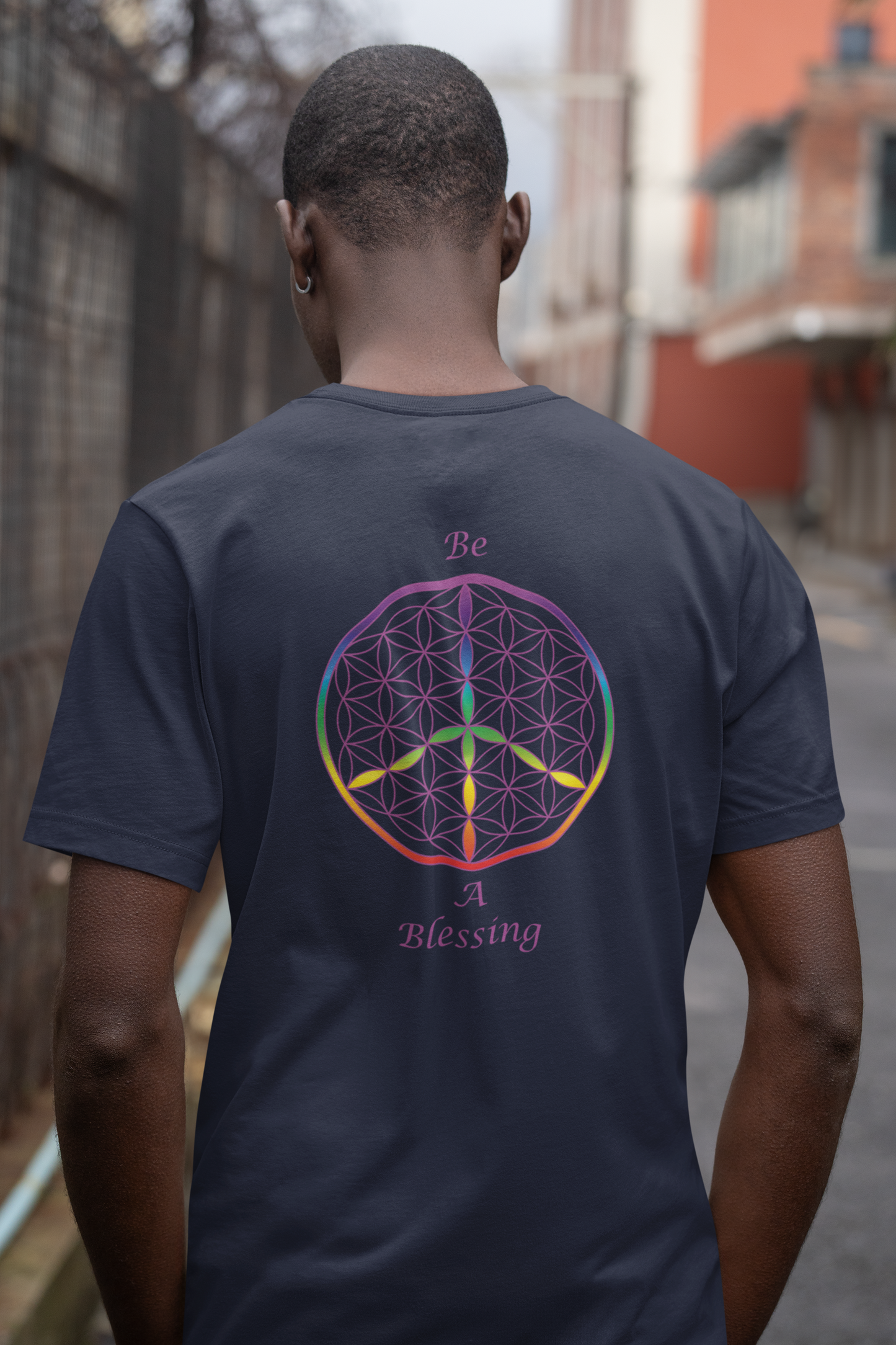 Be A Blessing Tee (back, violet text)