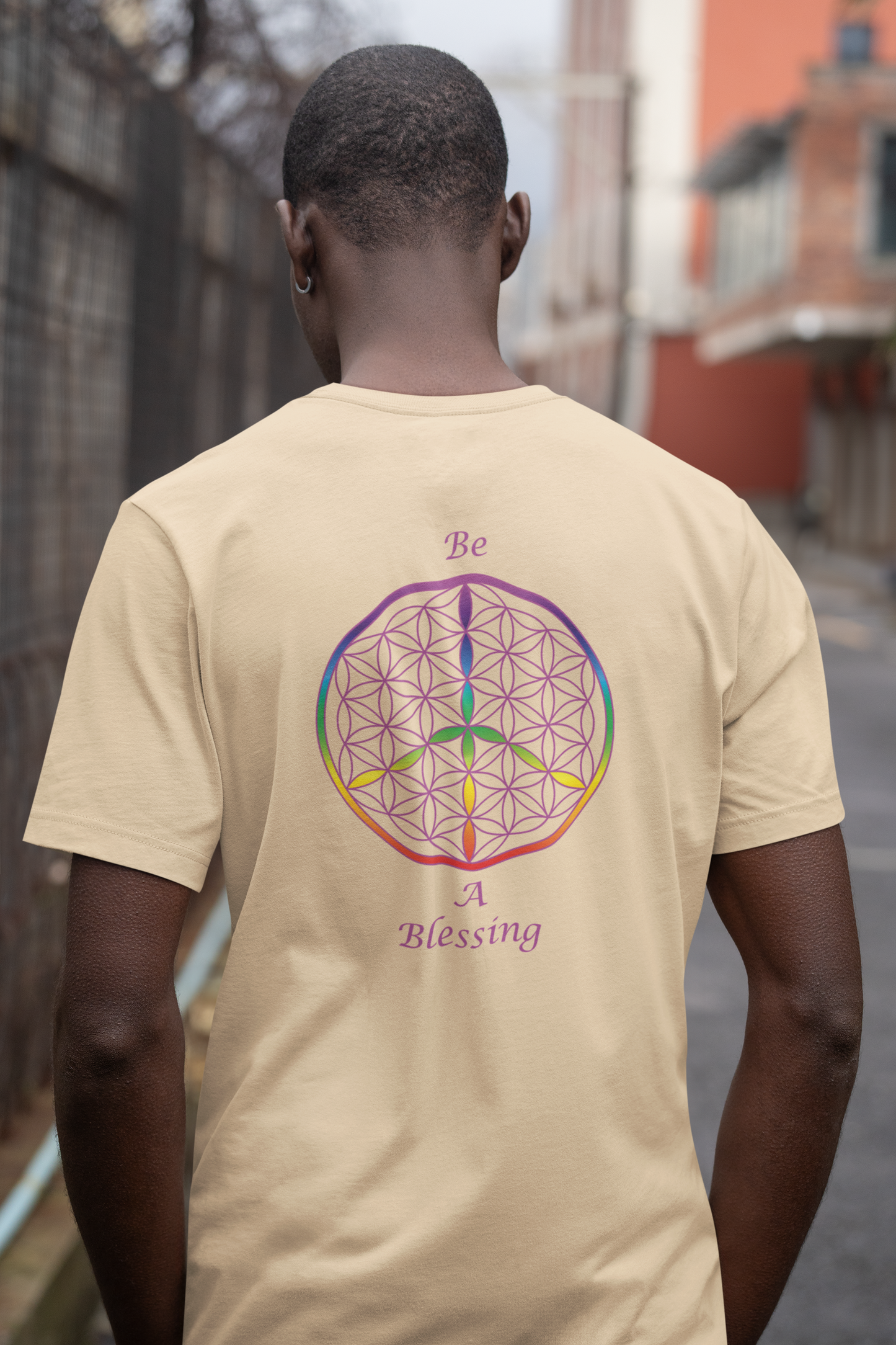 Be A Blessing Tee (back, violet text)
