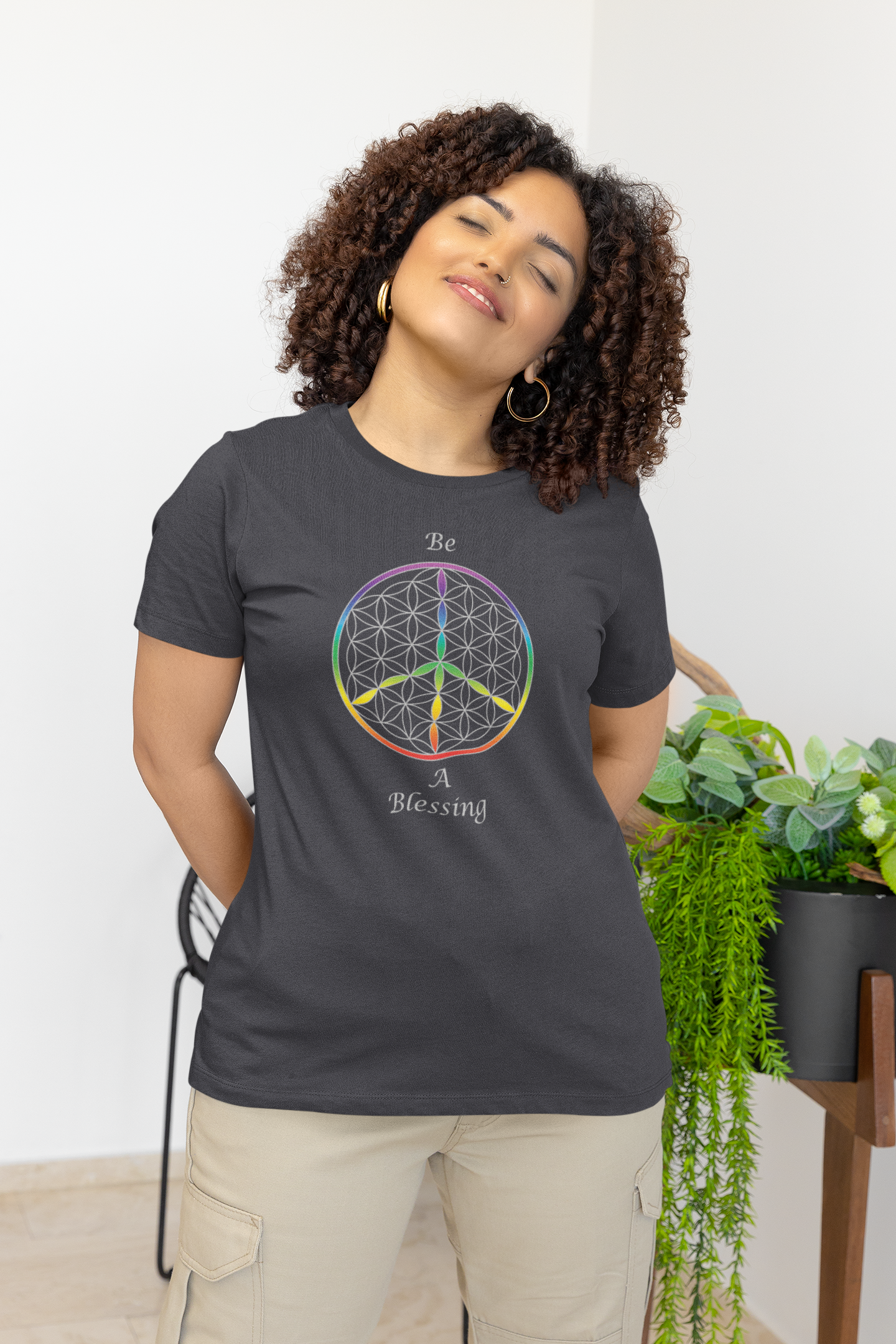 Be A Blessing Tee (front, silver text)