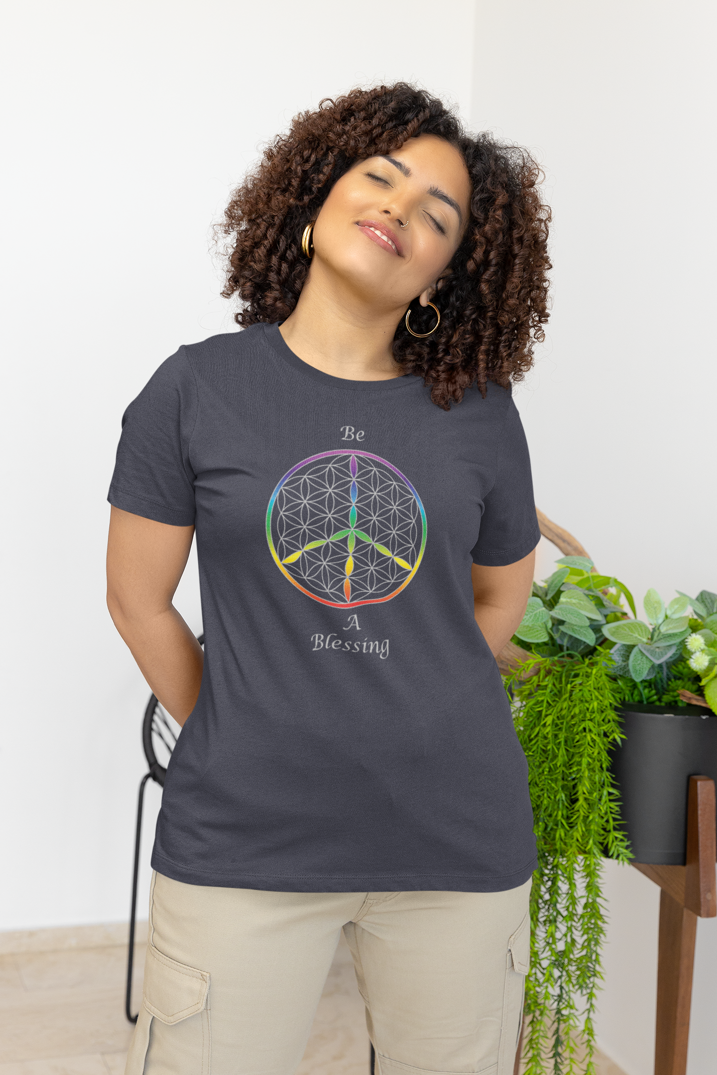 Be A Blessing Tee (front, silver text)