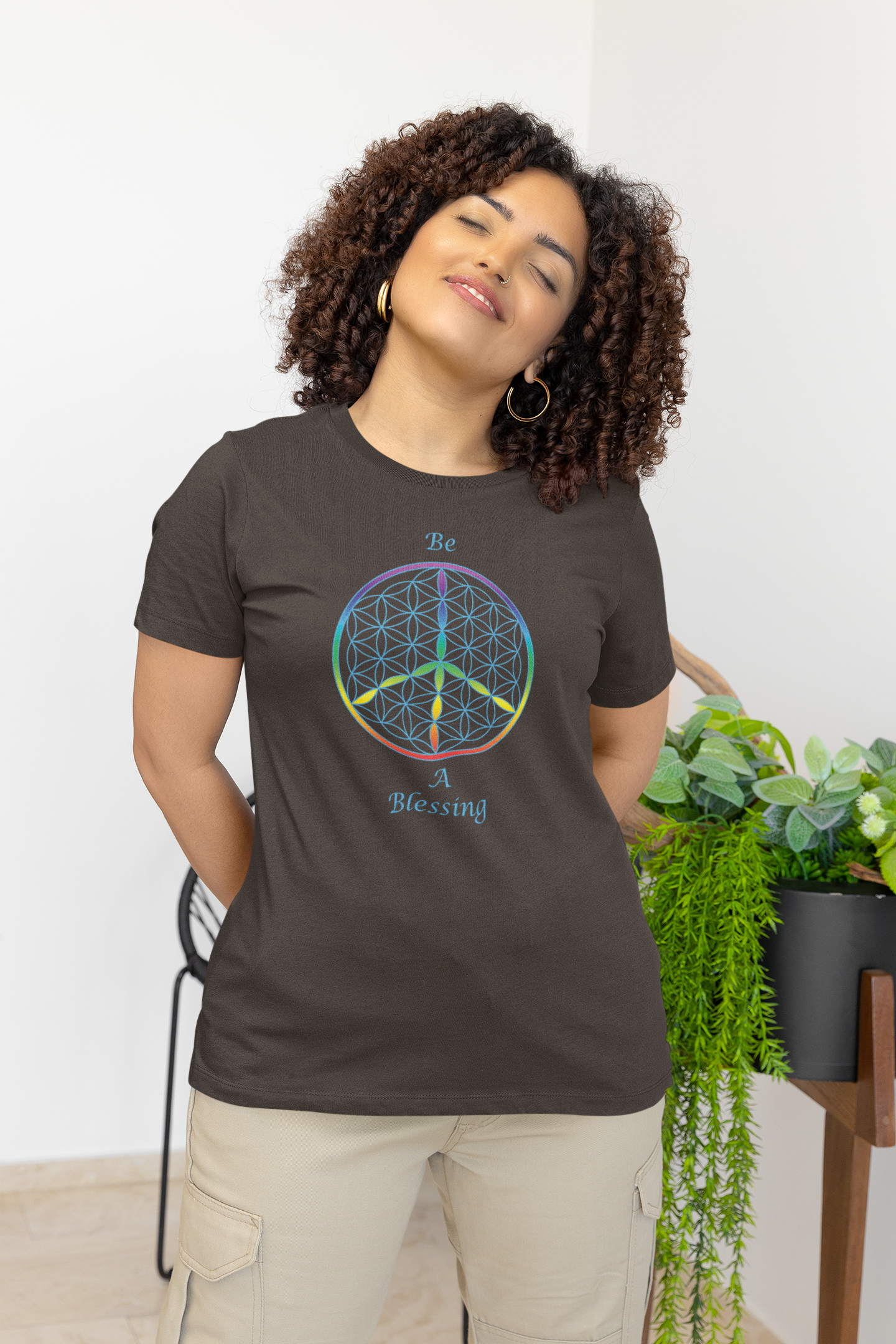 Be A Blessing Tee (front, sky blue text)