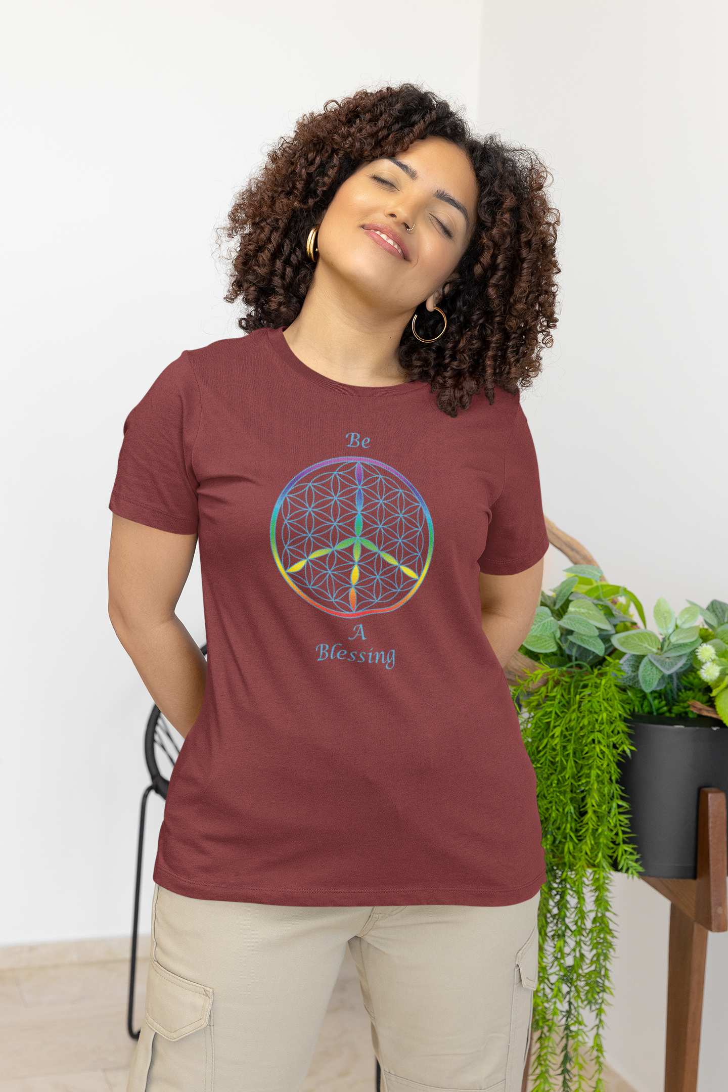 Be A Blessing Tee (front, sky blue text)