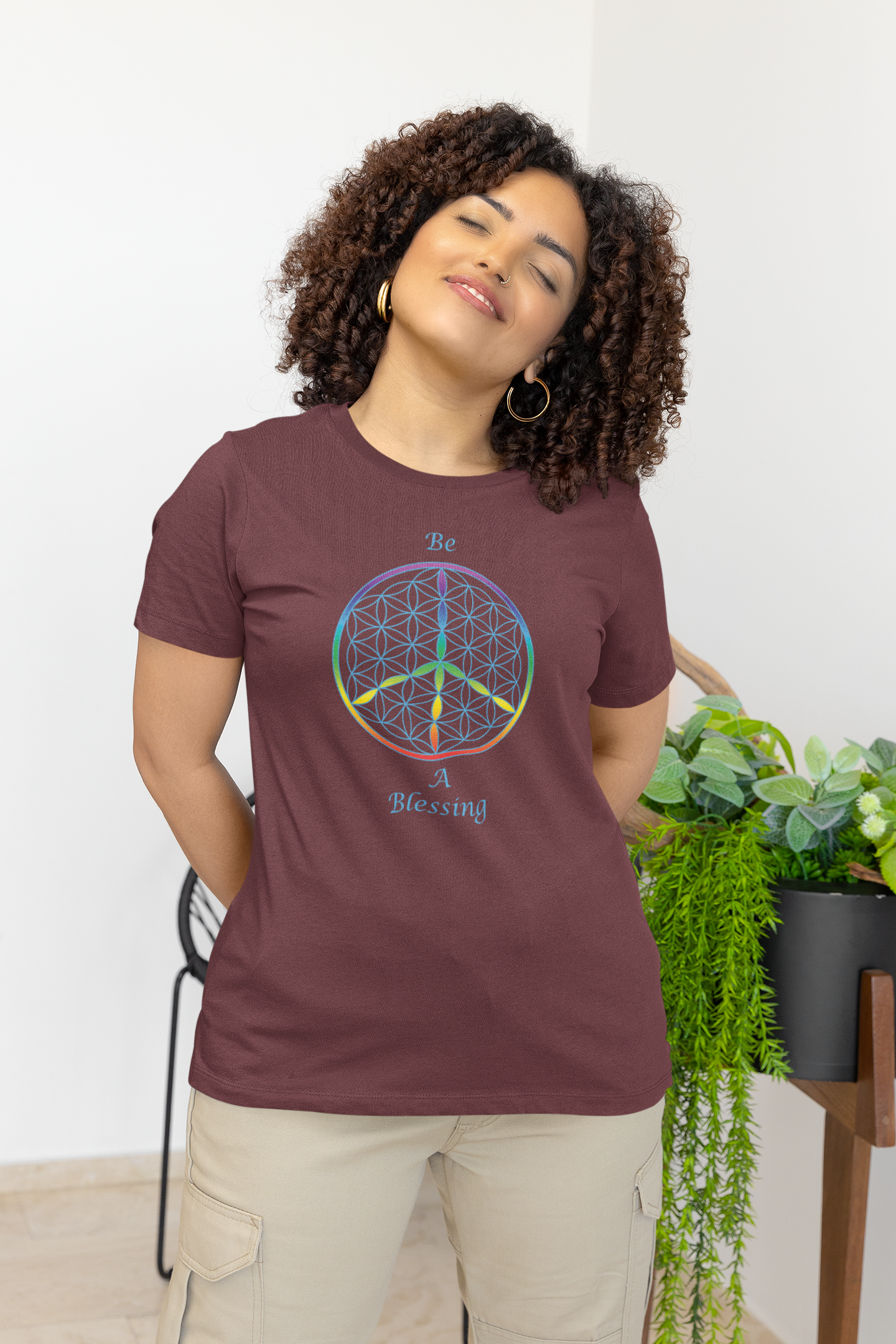 Be A Blessing Tee (front, sky blue text)