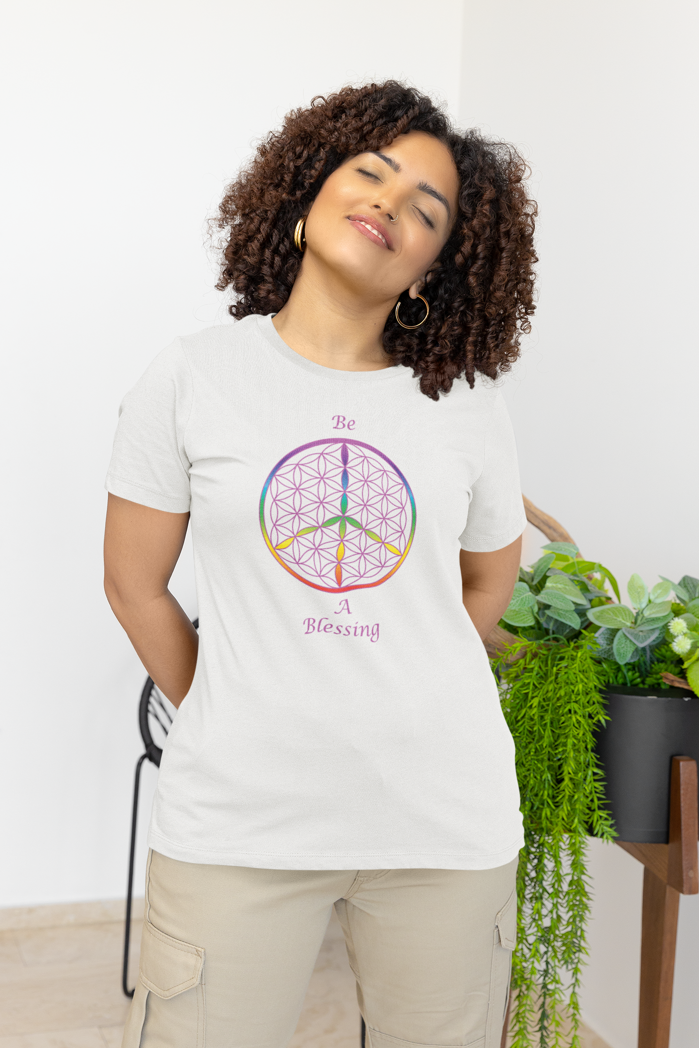 Be A Blessing Tee (front, violet text)