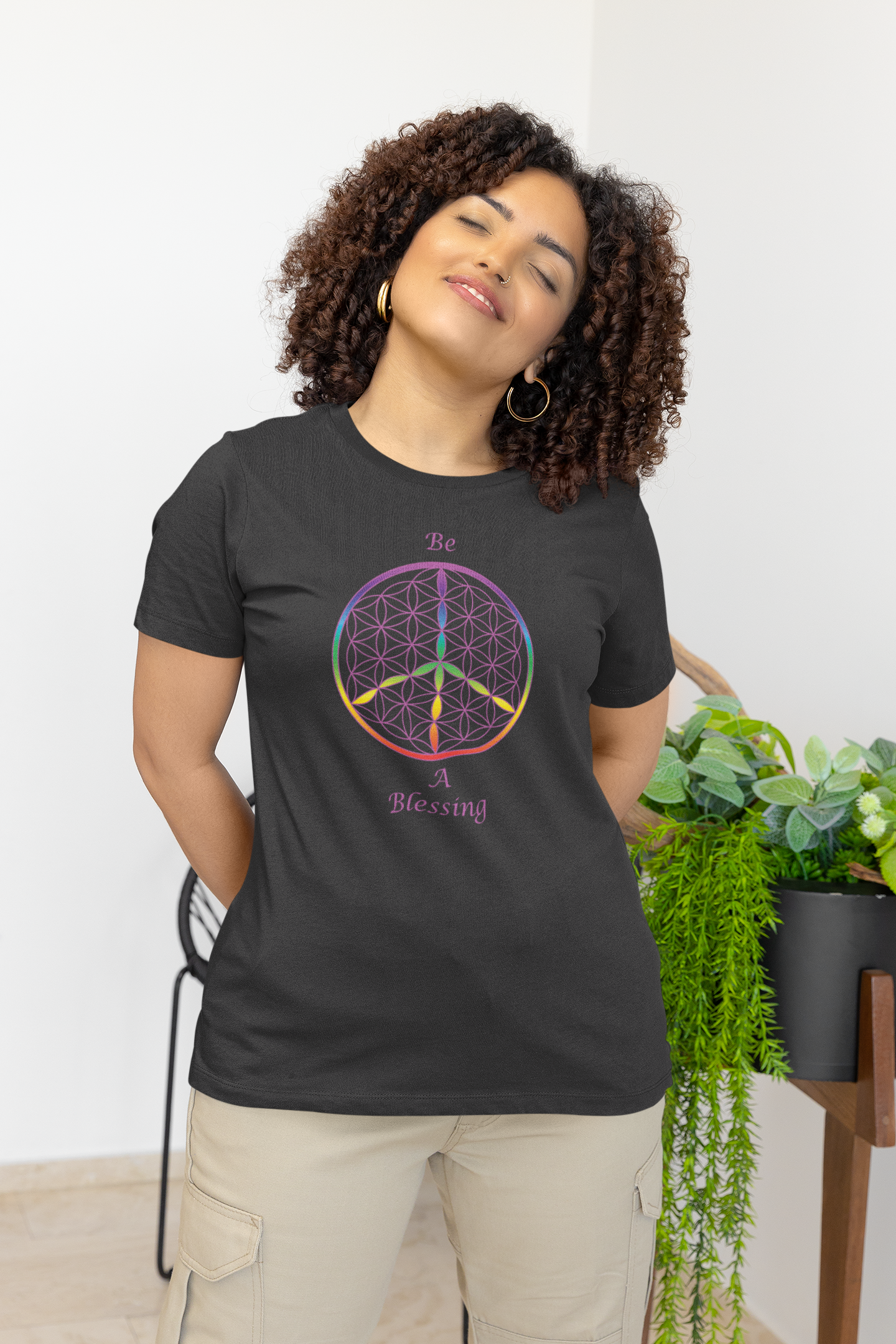 Be A Blessing Tee (front, violet text)