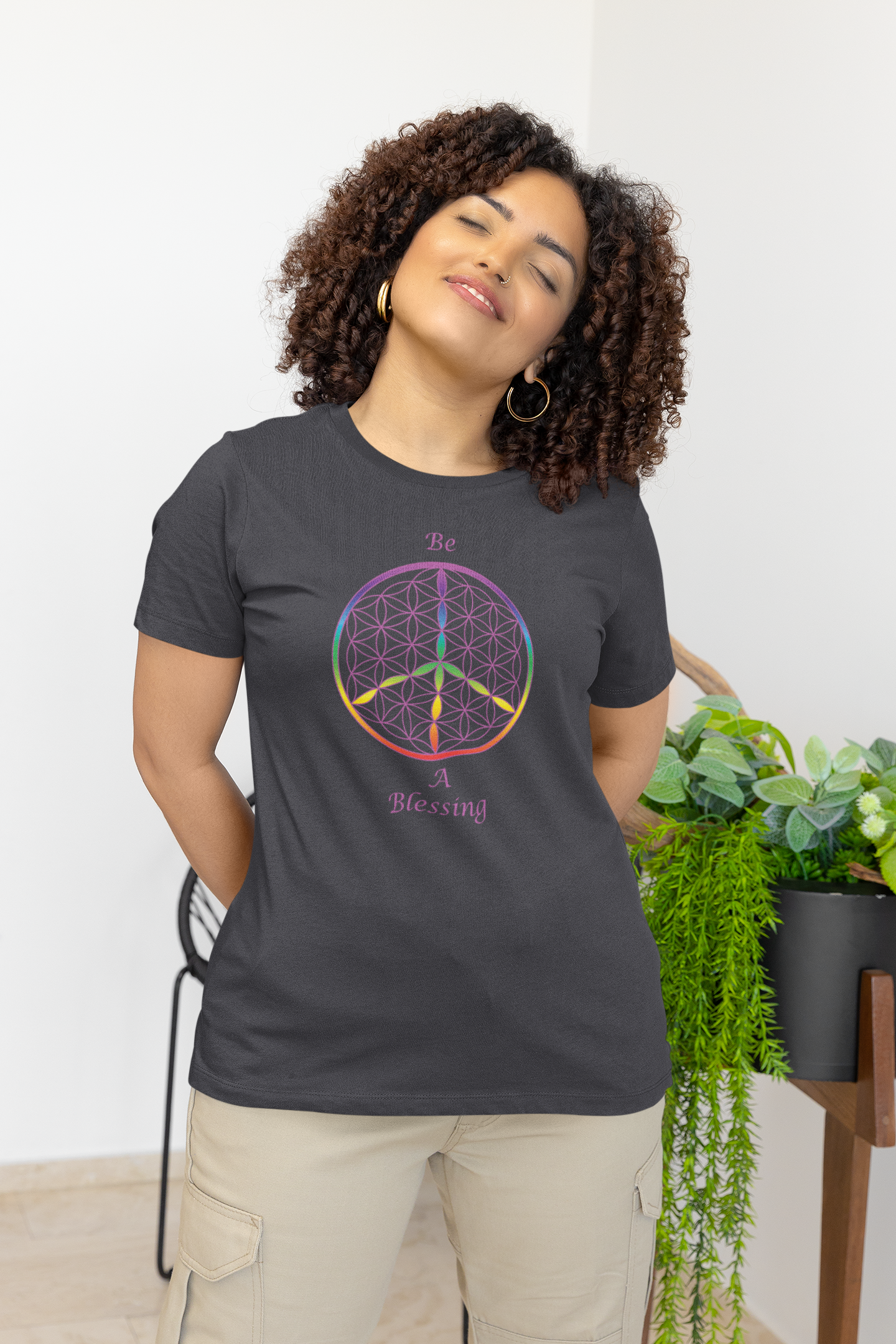 Be A Blessing Tee (front, violet text)