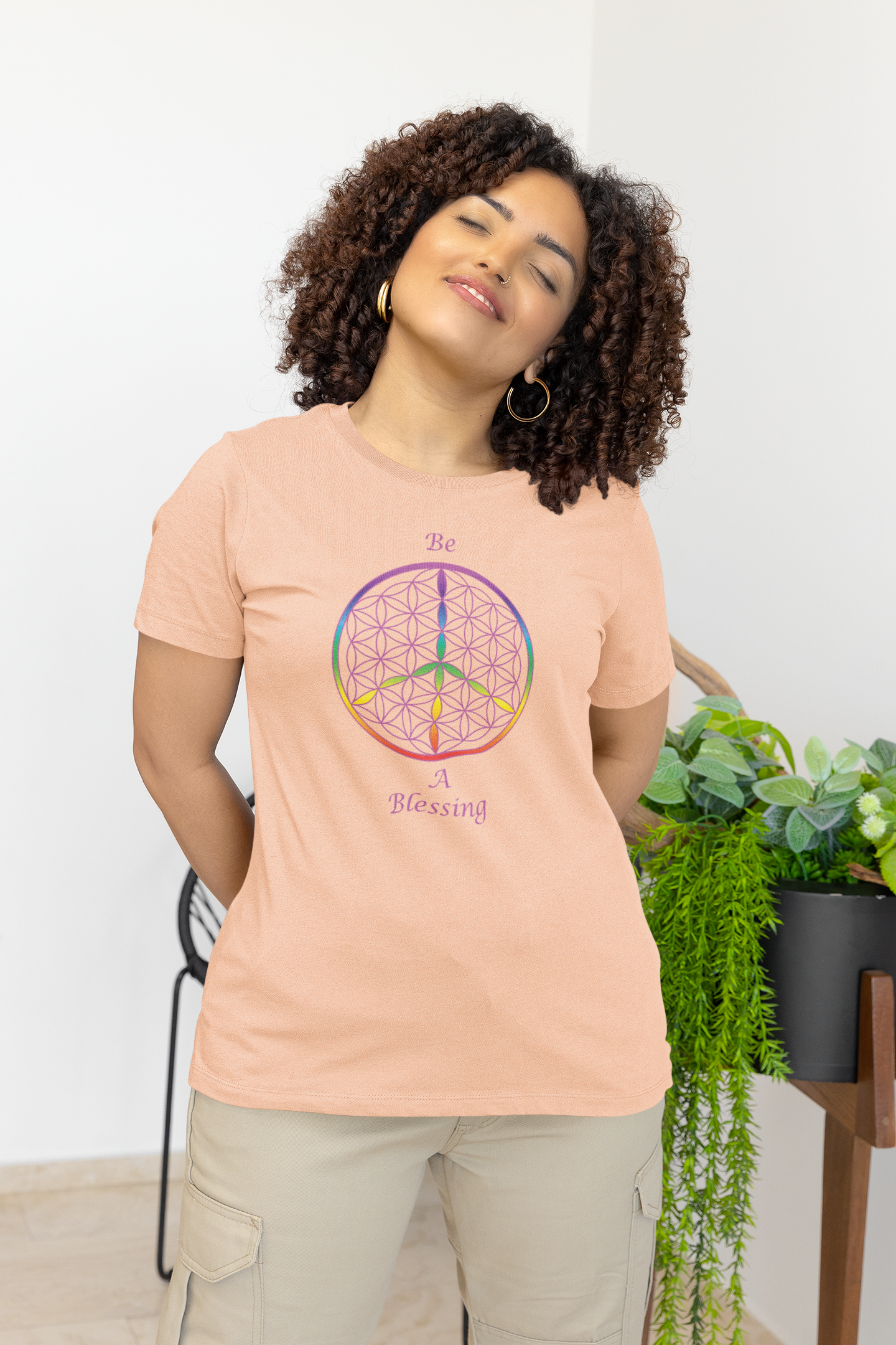 Be A Blessing Tee (front, violet text)
