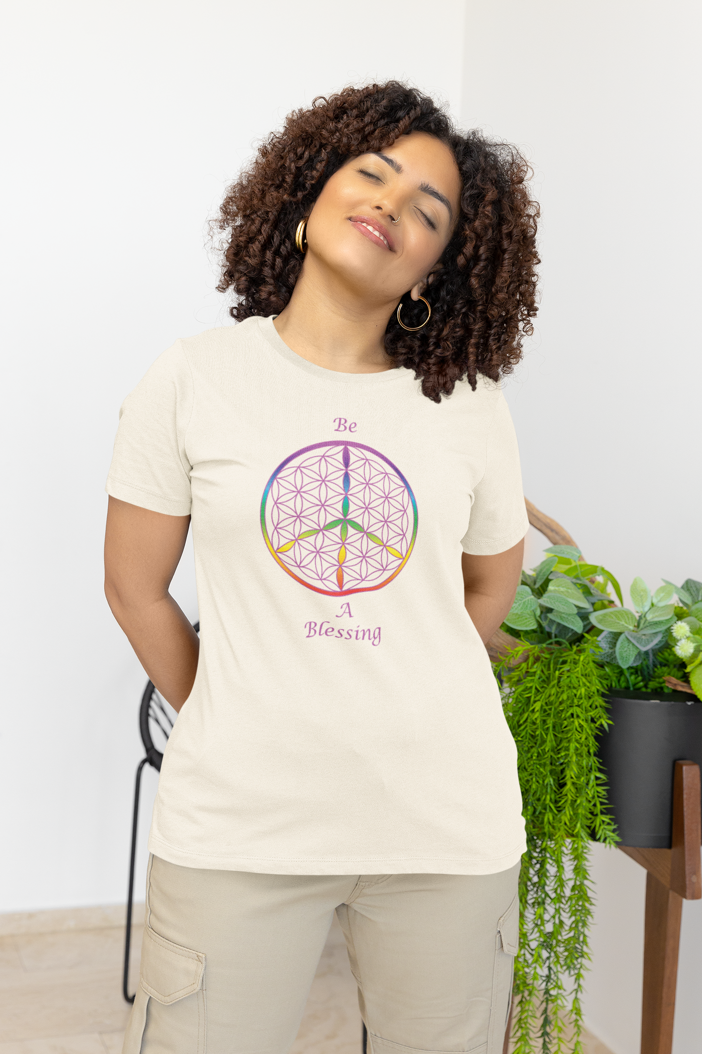 Be A Blessing Tee (front, violet text)