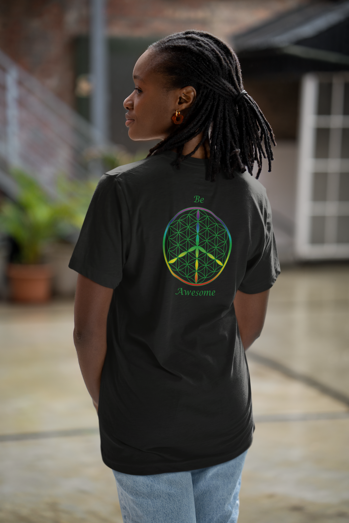 Be Awesome Tee (back, green text)