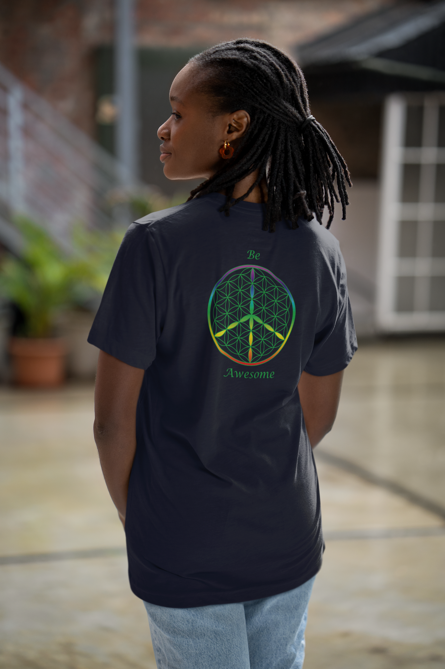 Be Awesome Tee (back, green text)
