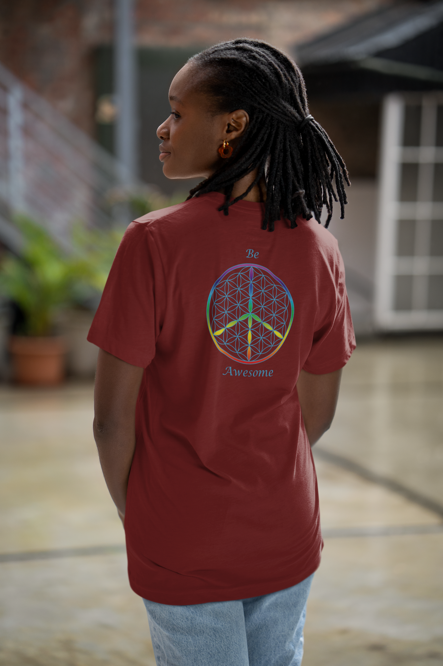Be Awesome Tee (back, sky blue text)