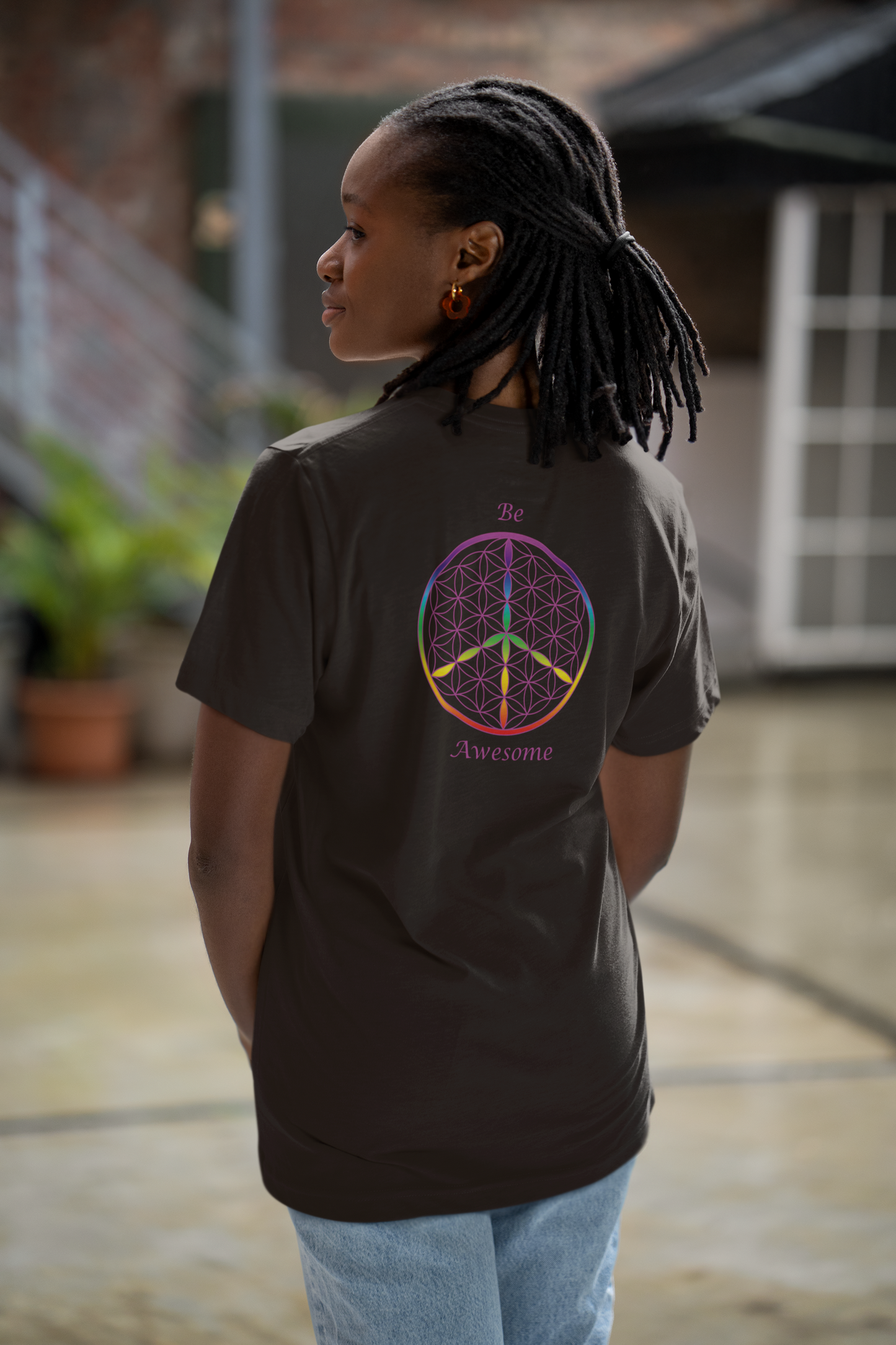 Be Awesome Tee (back, violet text)
