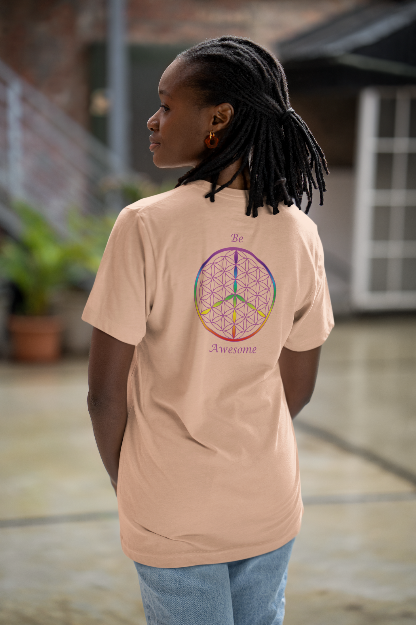 Be Awesome Tee (back, violet text)