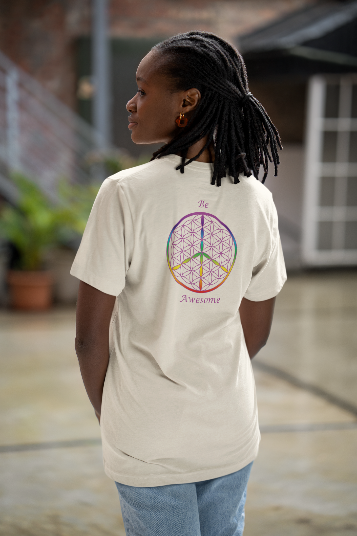 Be Awesome Tee (back, violet text)