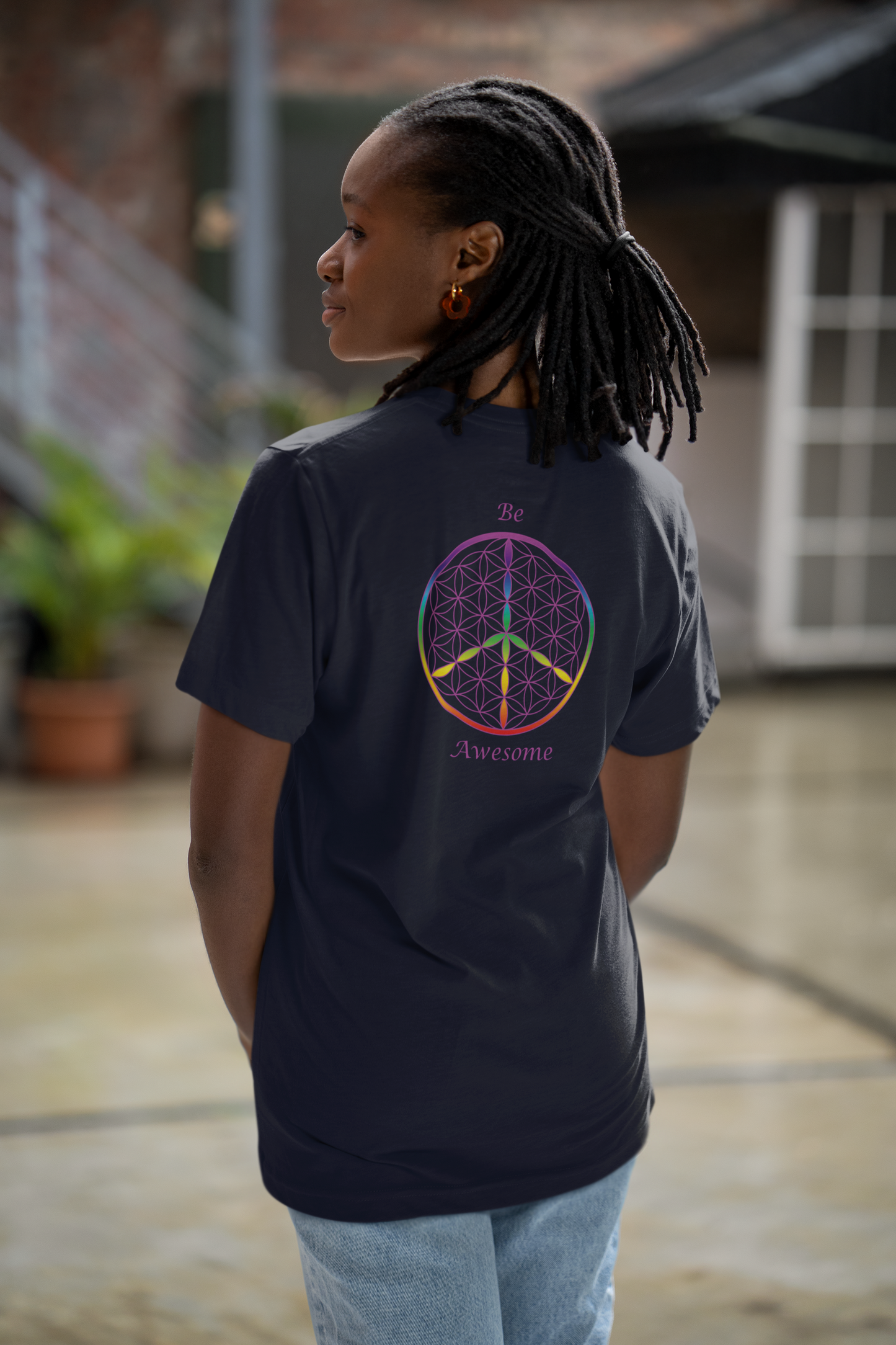 Be Awesome Tee (back, violet text)