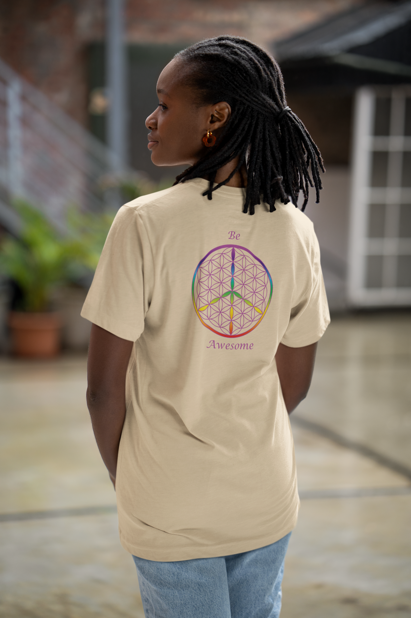 Be Awesome Tee (back, violet text)