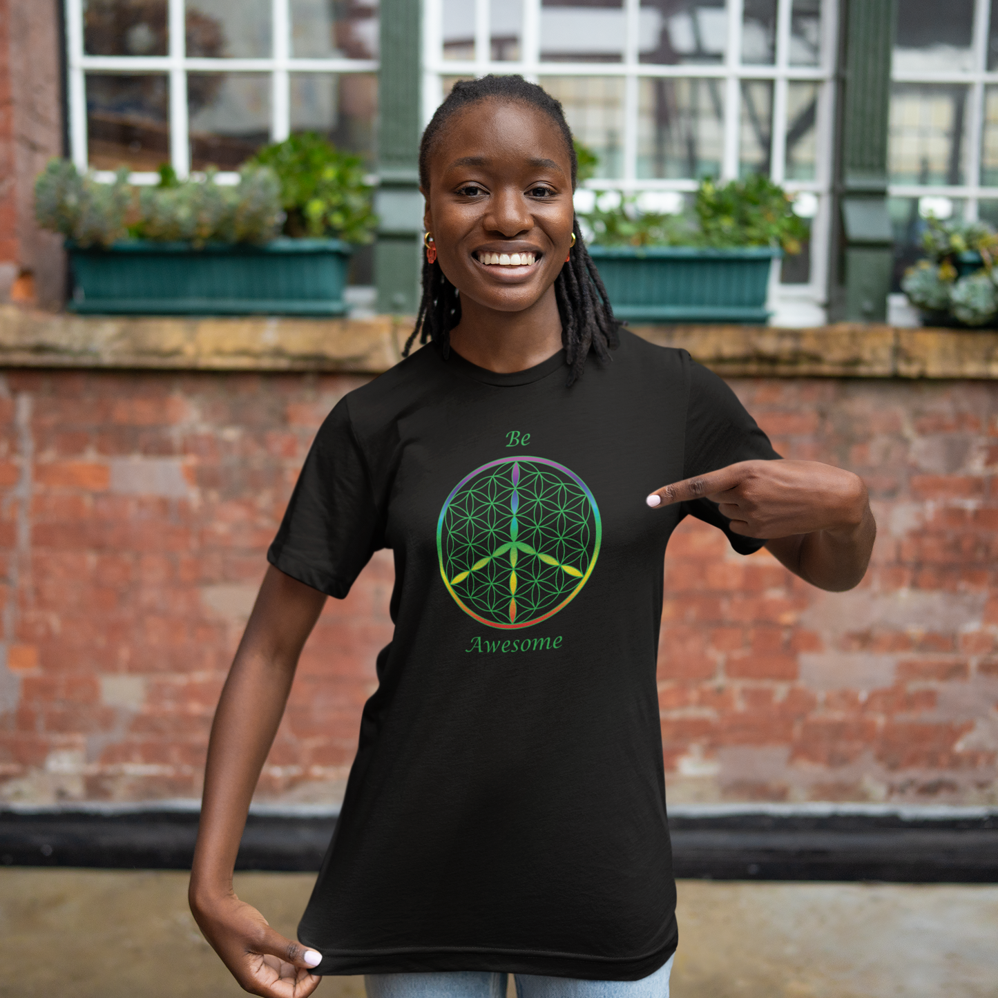 Be Awesome Tee (front, green text)