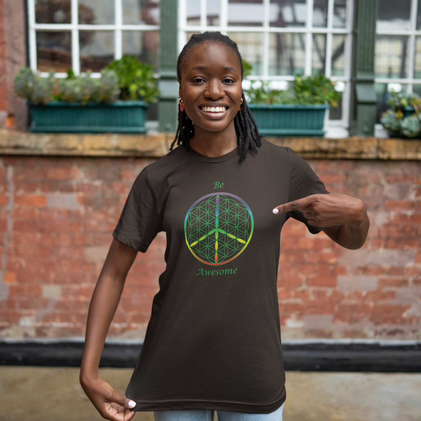 Be Awesome Tee (front, green text)