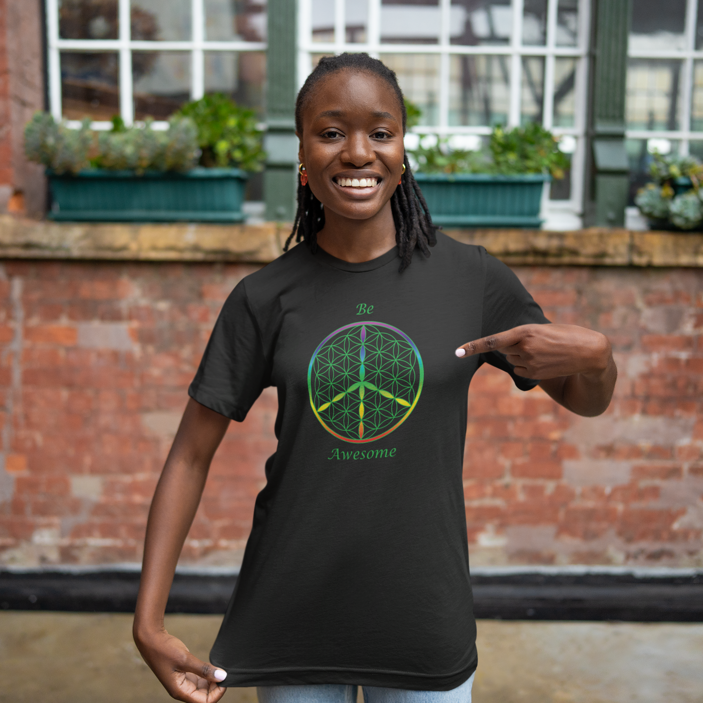 Be Awesome Tee (front, green text)