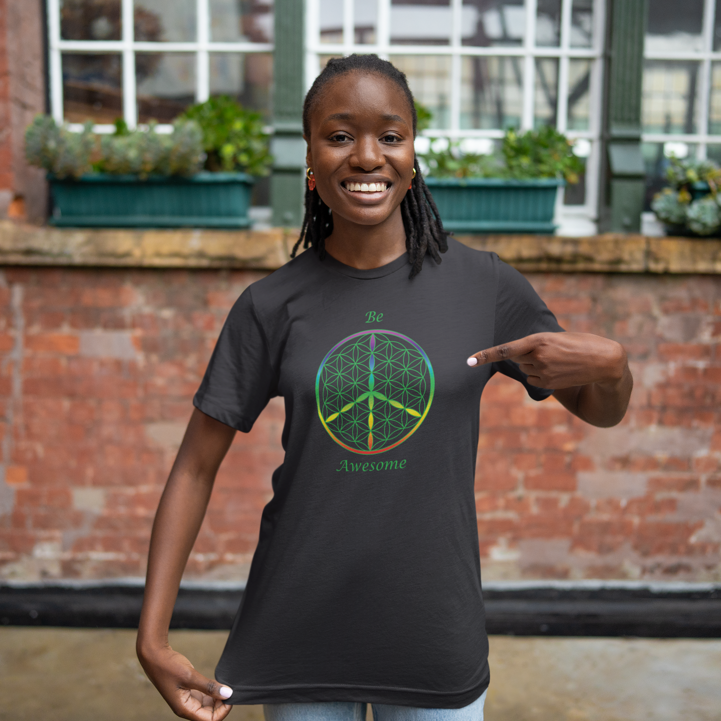 Be Awesome Tee (front, green text)