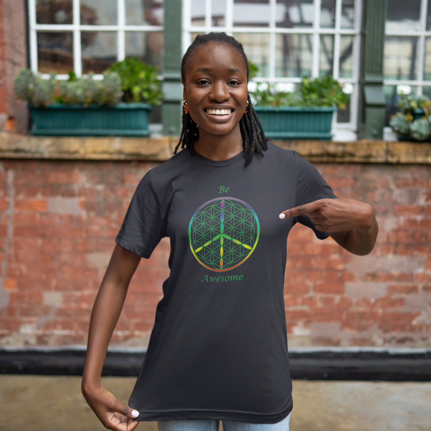 Be Awesome Tee (front, green text)