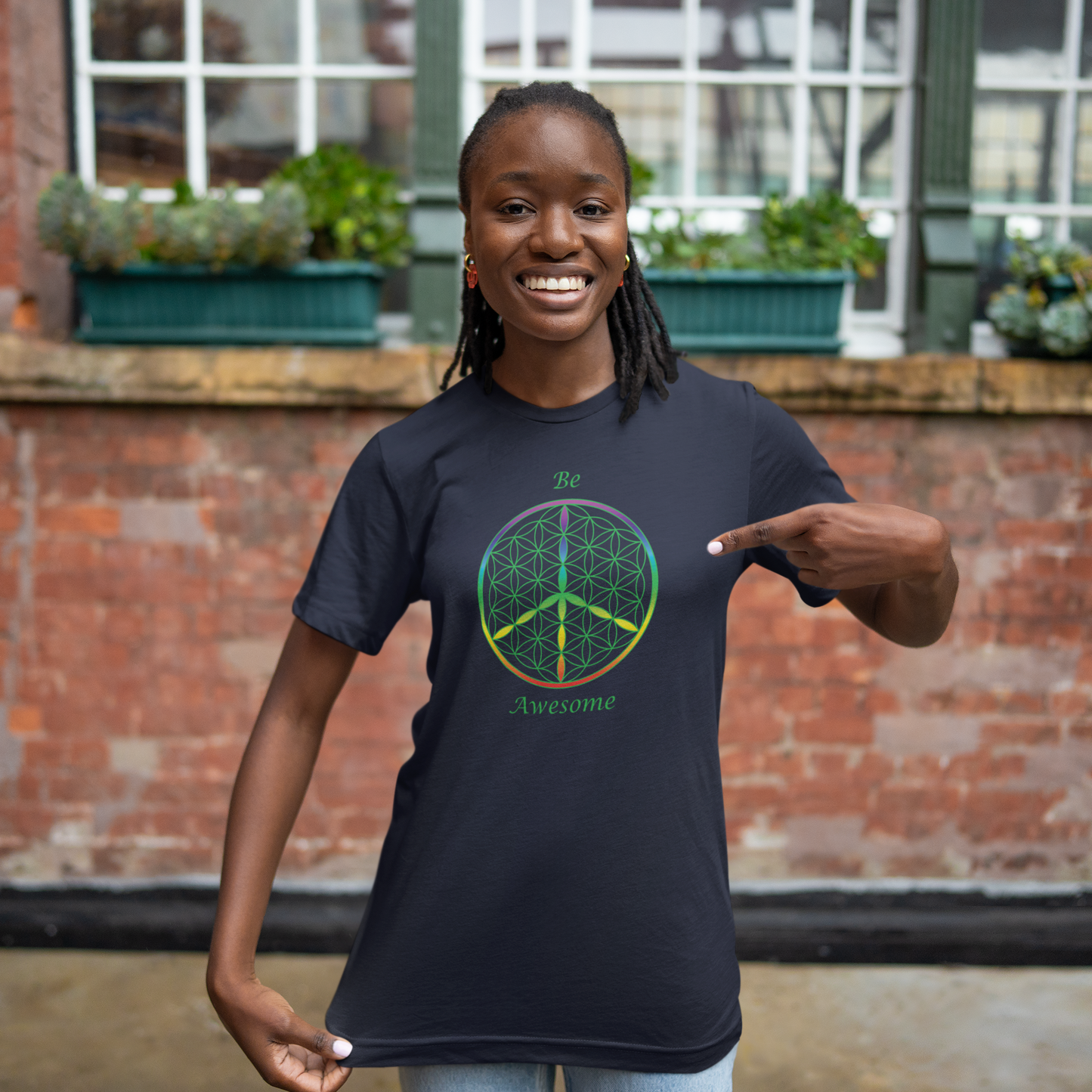 Be Awesome Tee (front, green text)