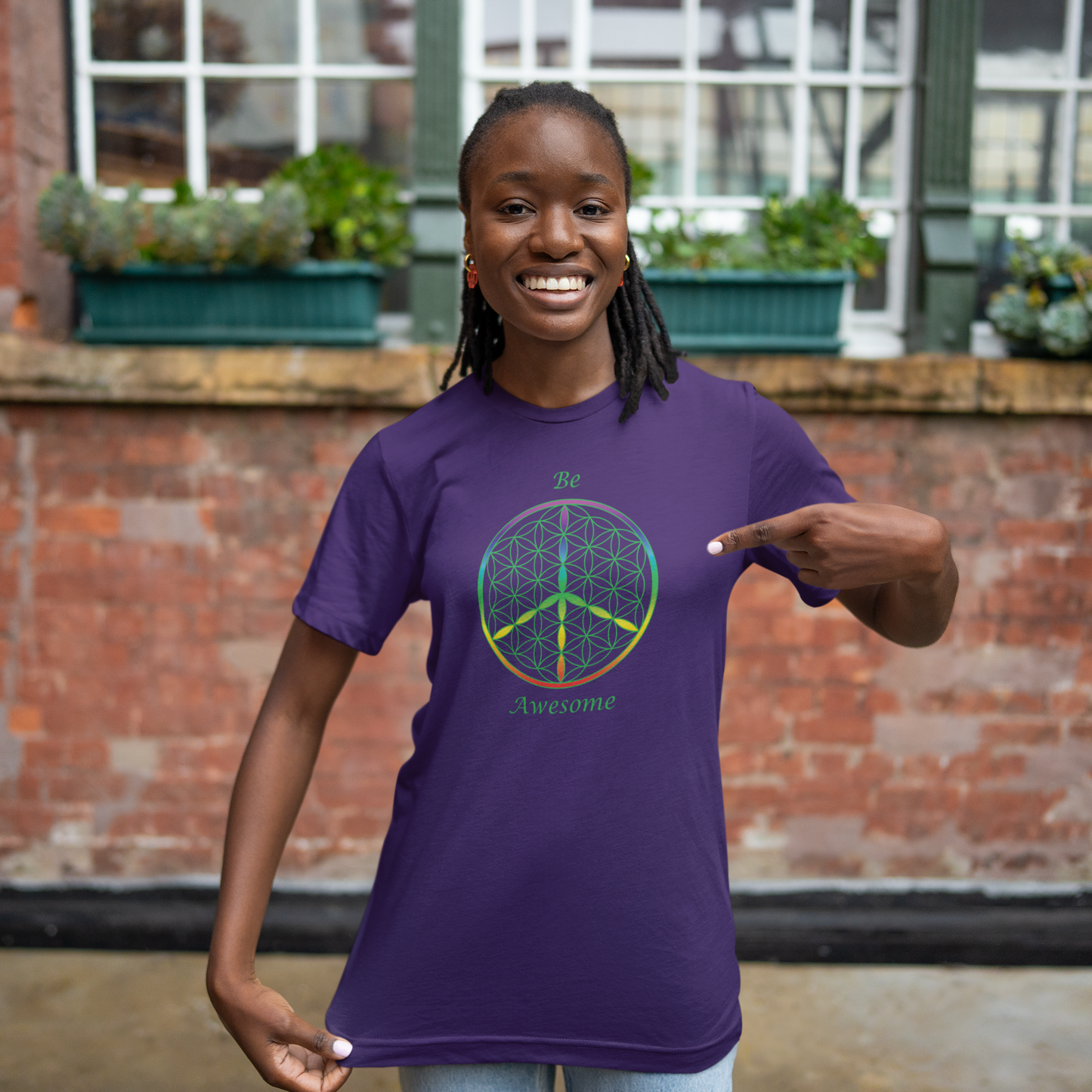 Be Awesome Tee (front, green text)