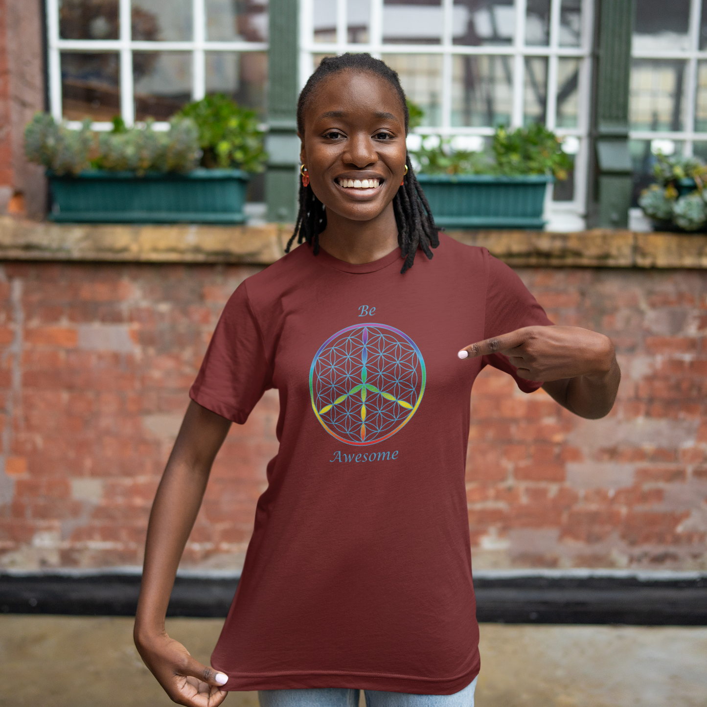 Be Awesome Tee (front, sky blue text)