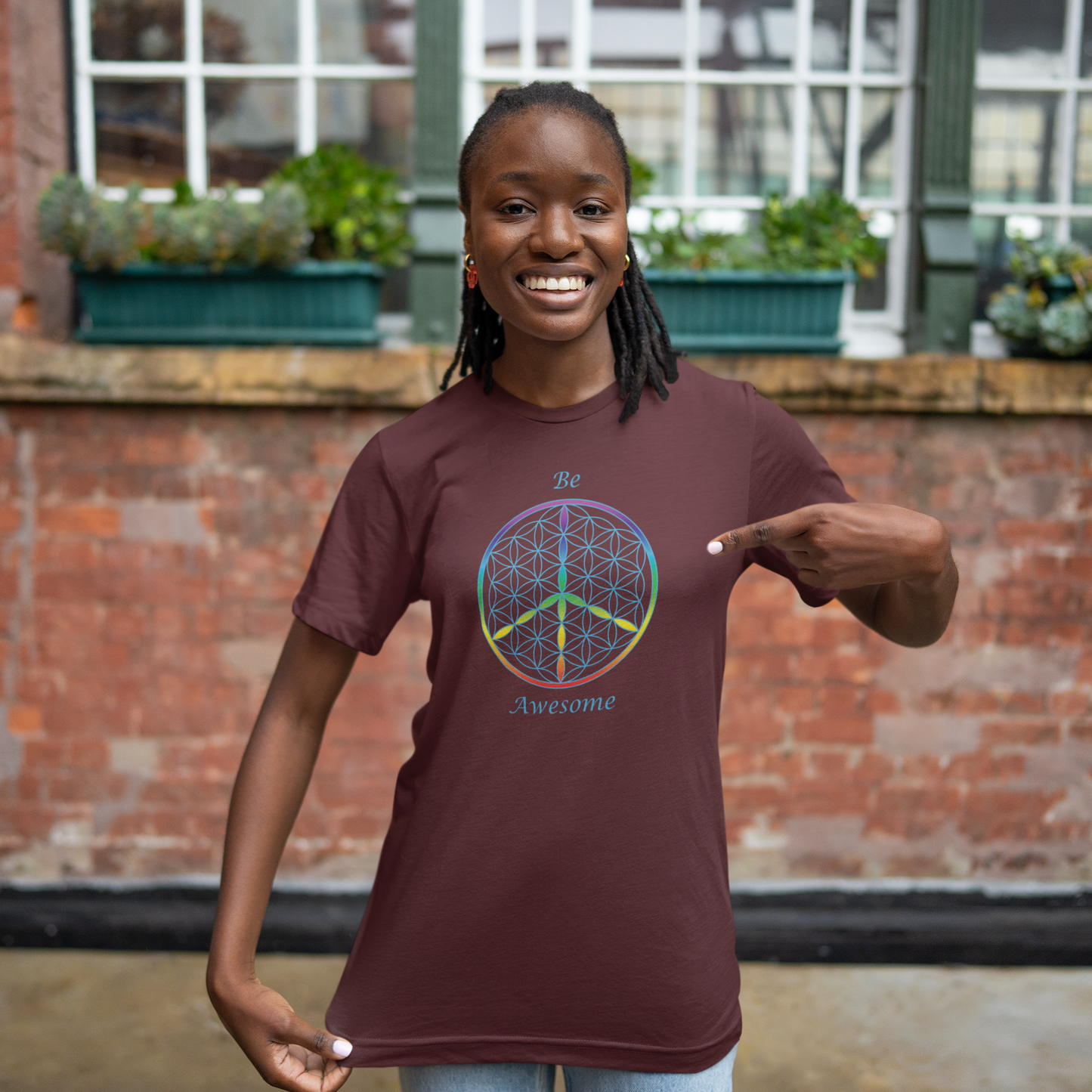 Be Awesome Tee (front, sky blue text)