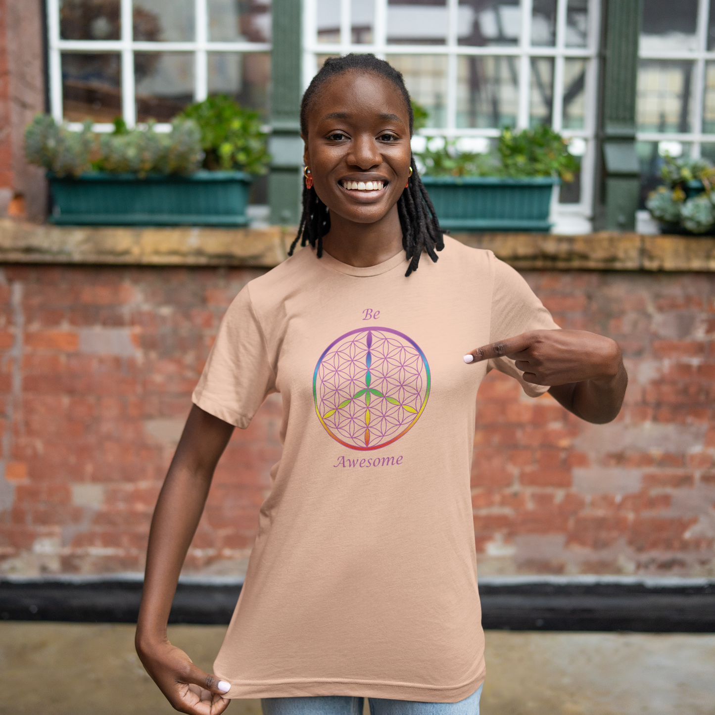 Be Awesome Tee (front, violet text)